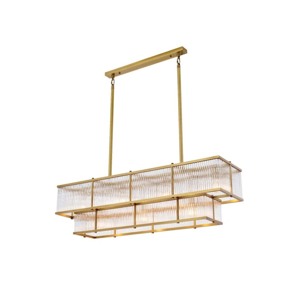 Chandelier Le Marais, Antique Brass Finish, Clear Glass