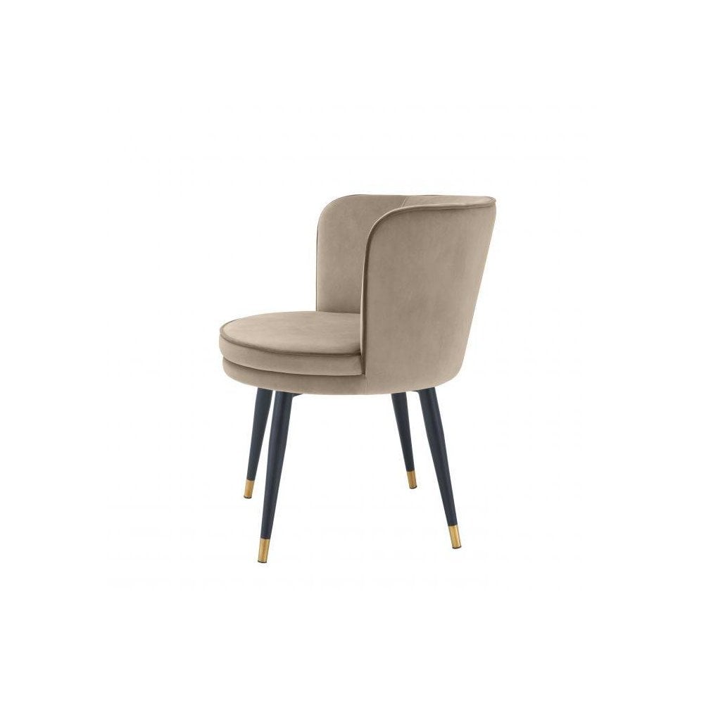 Dining Chair Grenada, Savona Greige Velvet, Black & Brass Swivel Base