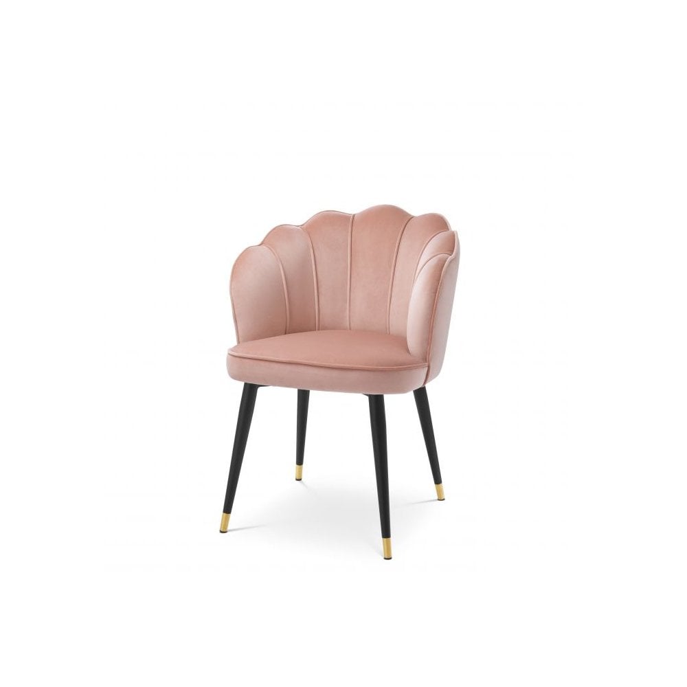 Dining Chair Bristol, Savona Nude Velvet, Black & Brass Legs