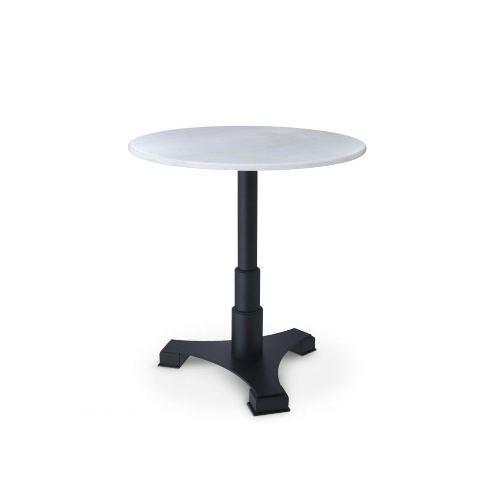 Dining Table Mercier Round, Black Finish, White Marble