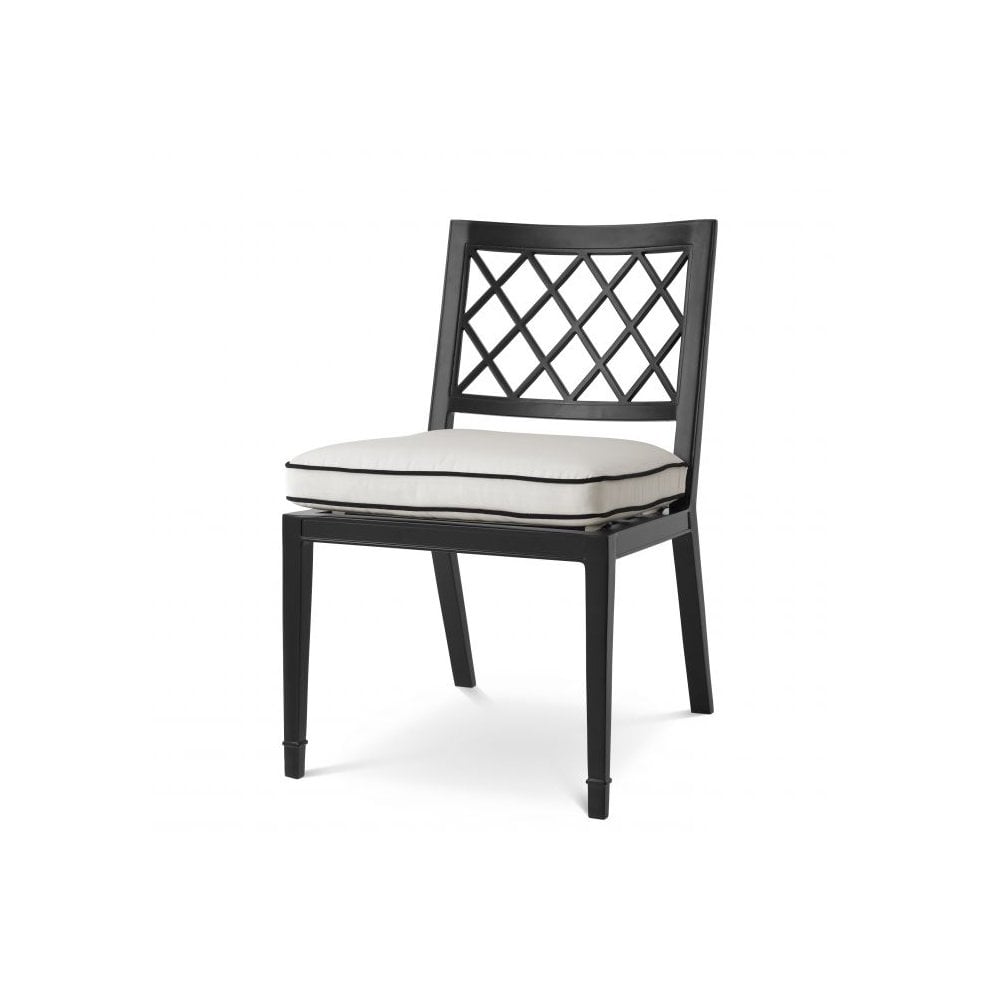 Dining Chair Paladium, Matte Black Finish, Sunbrella Canvas