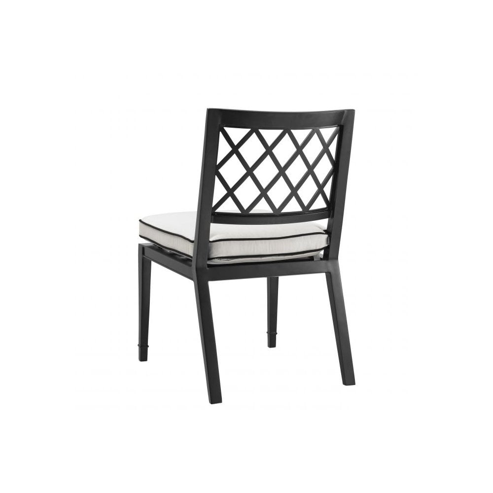 Dining Chair Paladium, Matte Black Finish, Sunbrella Canvas