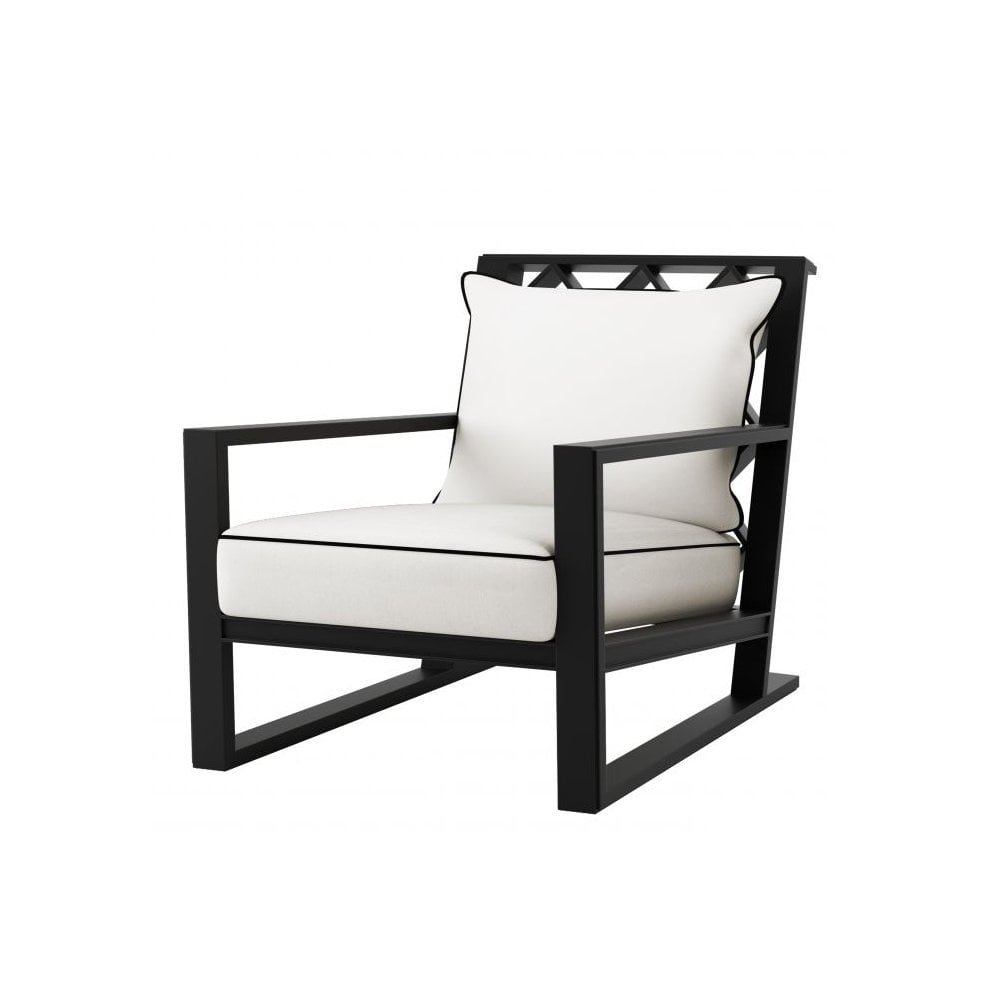 Chair Como, Matte Black Finish, Sunbrella Canvas