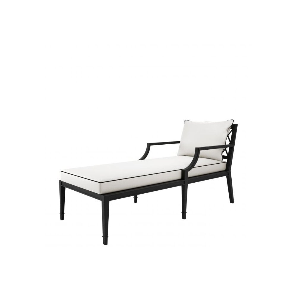 Chaise Longue Bella Vista, Matte Black Finish, Sunbrella Canvas