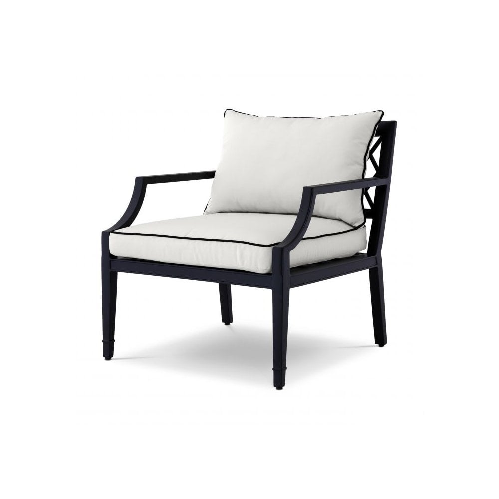 Chair Bella Vista, Matte Black Finish, Sunbrella Canvas