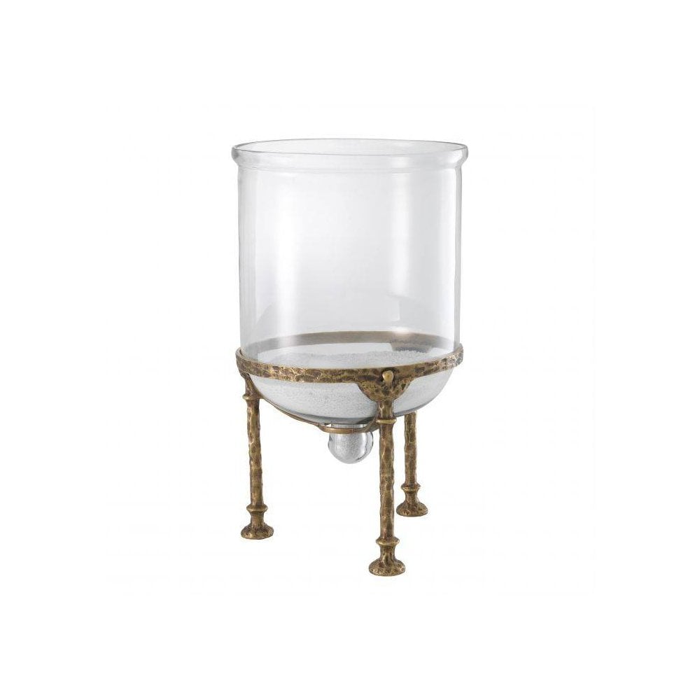 Hurricane Grace, Vintage Brass Finish, Clear Glass