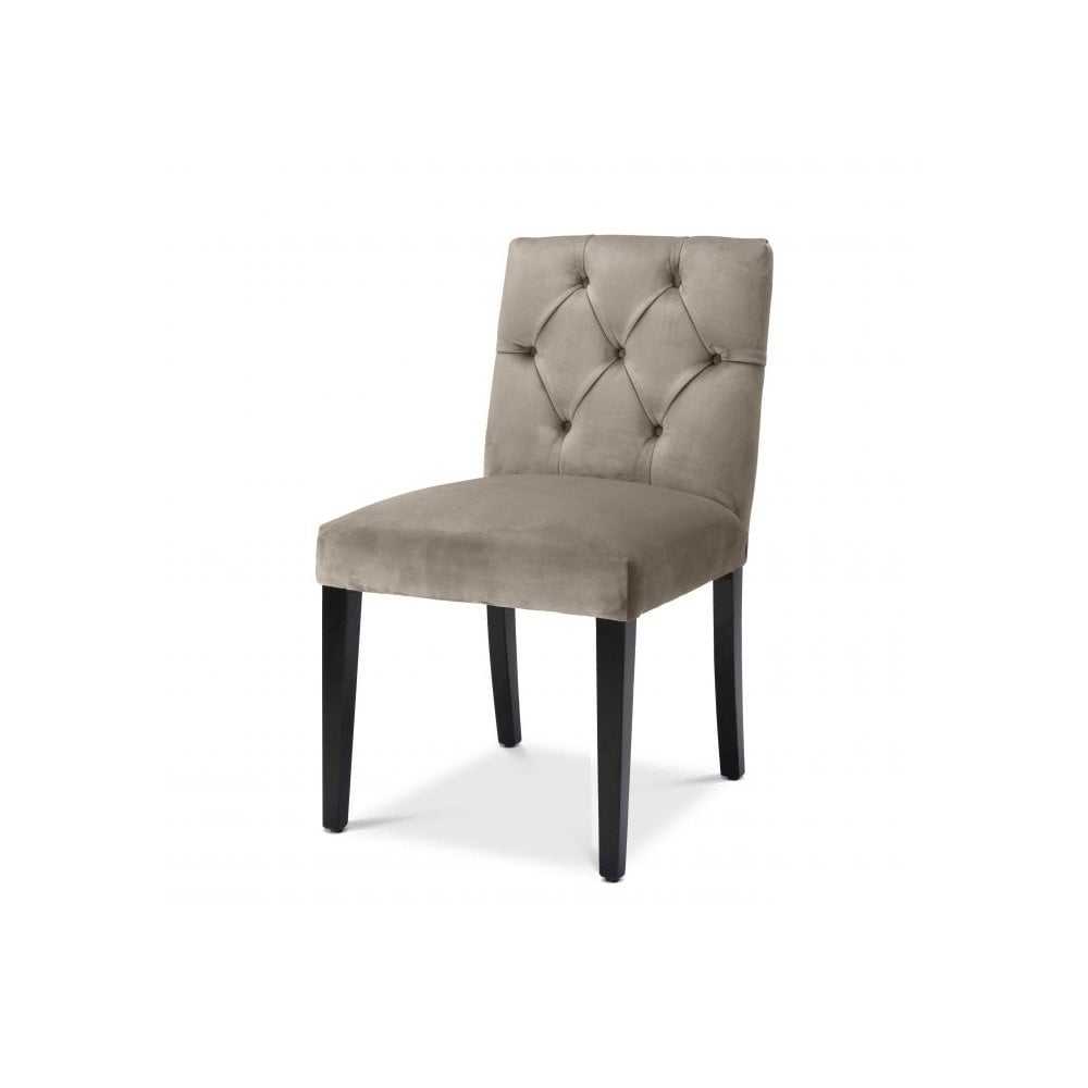 Dining Chair Atena, Savona Greige Velvet, Black Legs