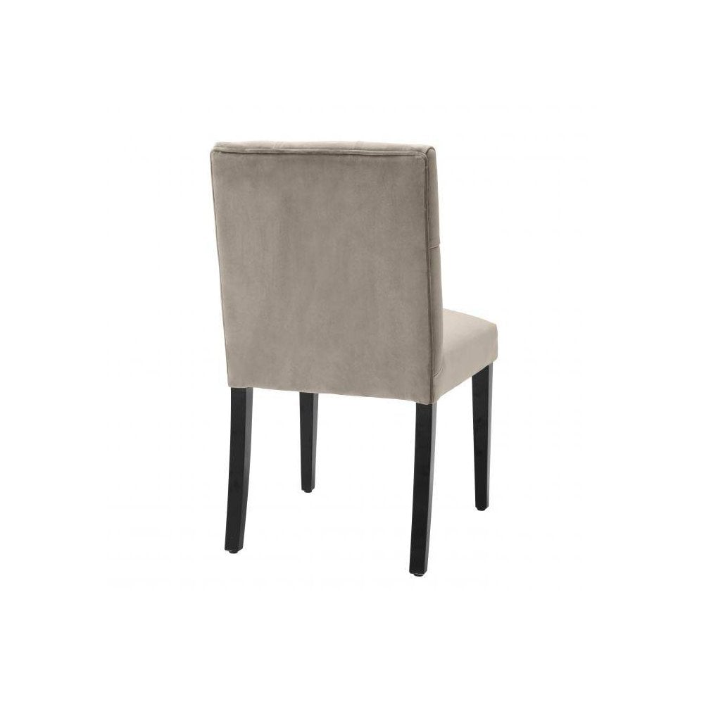 Dining Chair Atena, Savona Greige Velvet, Black Legs