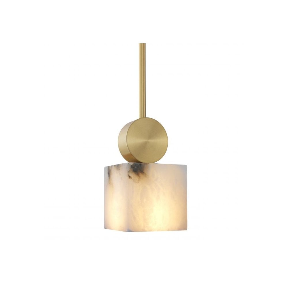 Pendant Etruscan Square, Alabaster, Light Brass Finish