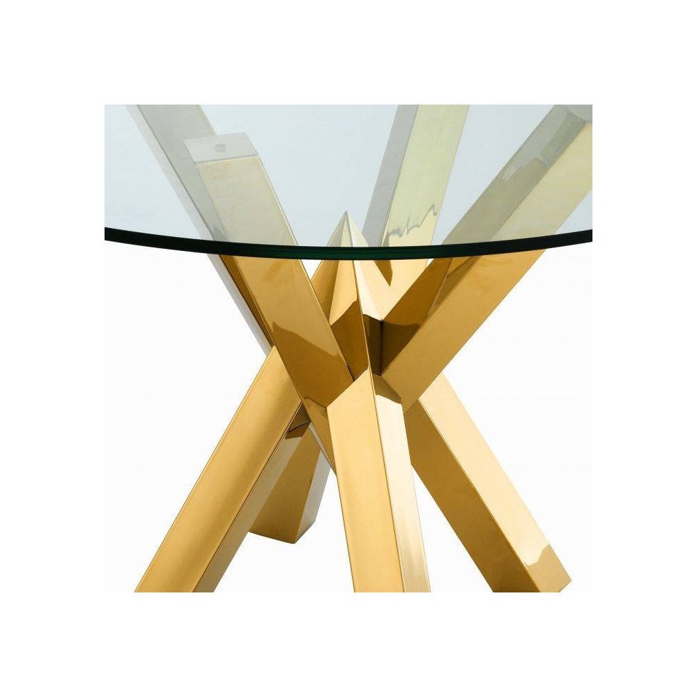 Dining Table Triumph, Gold Finish, Clear Glass