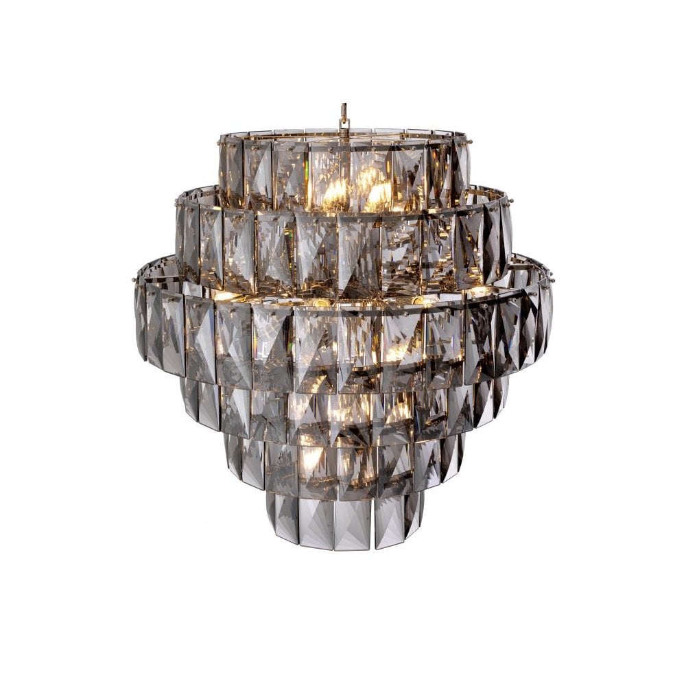 Chandelier Amazone L, Nickel Finish, Smoke Glass