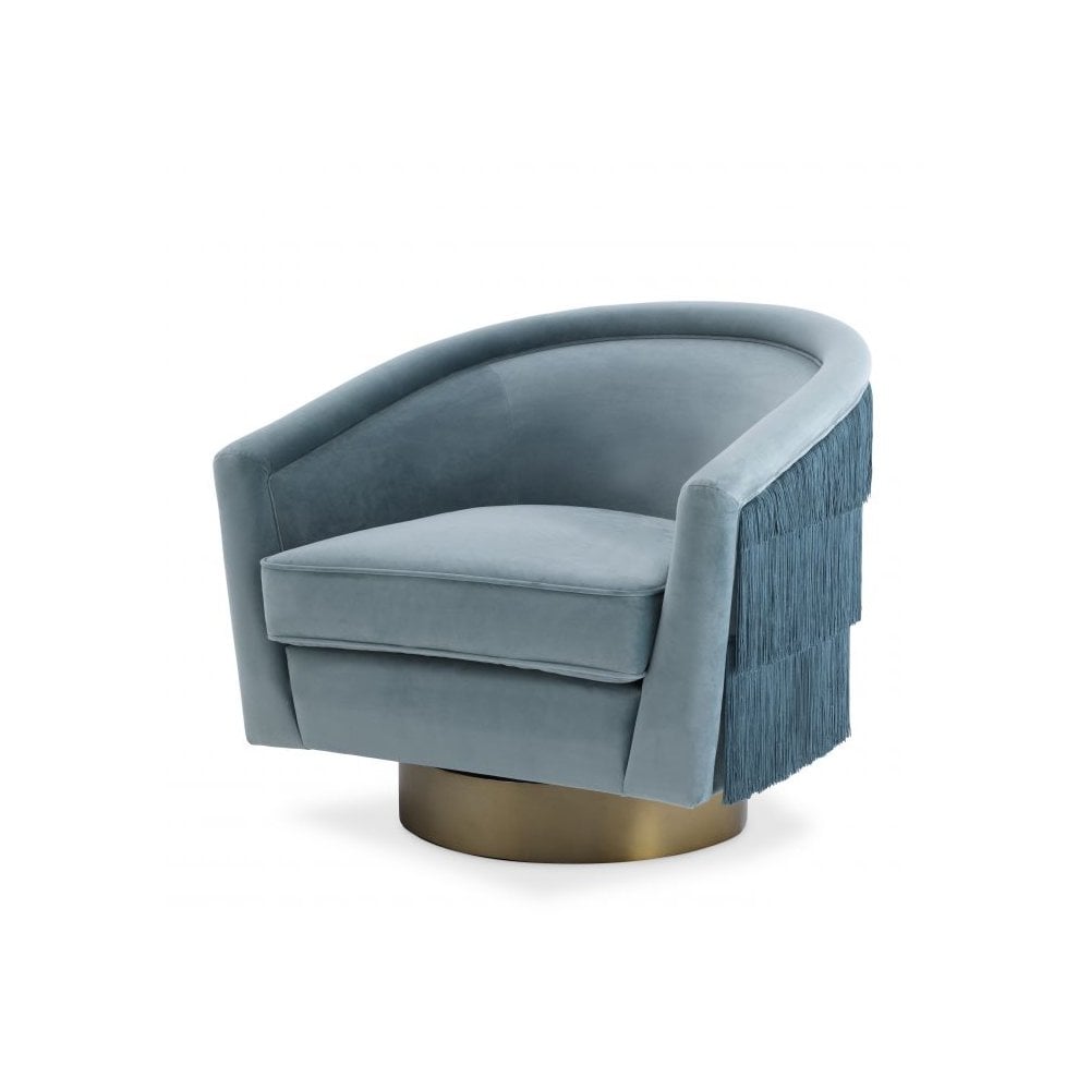 Swivel Chair Le Vante, Savona Blue Velvet, Matte Gold Swivel Base