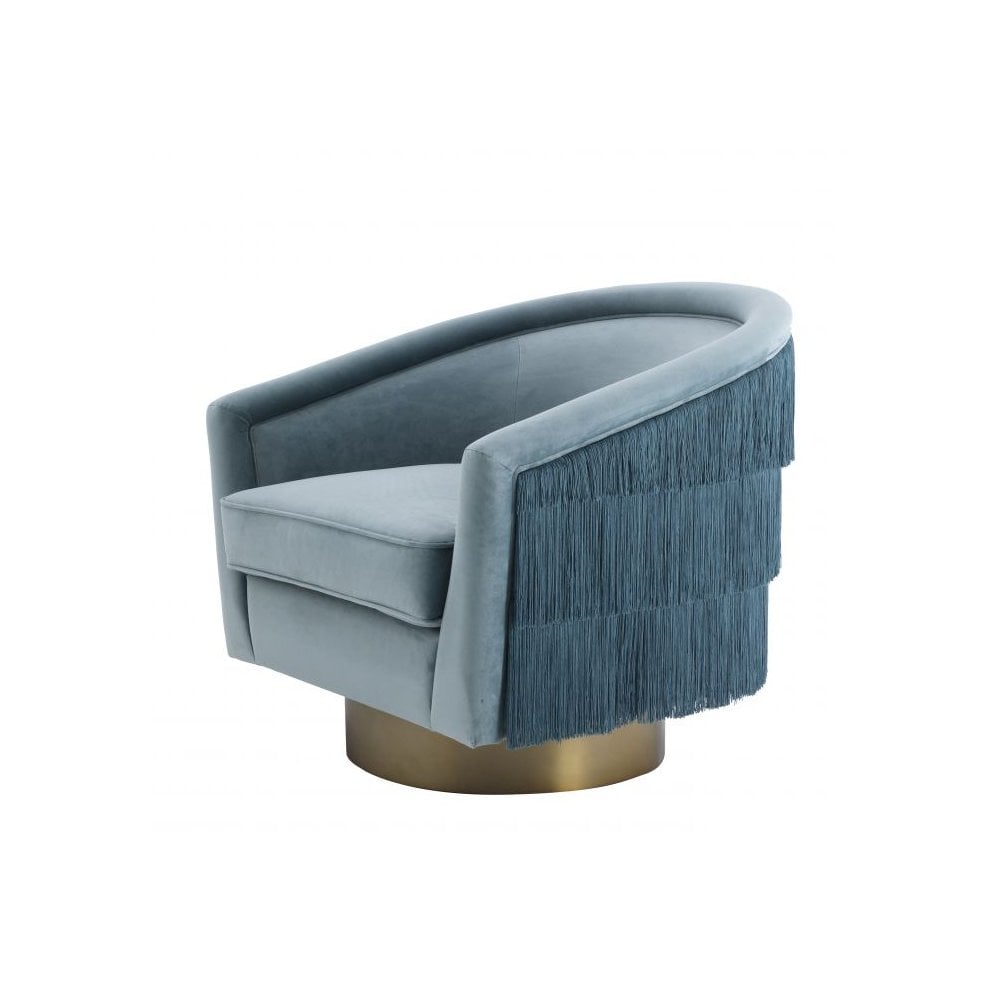 Swivel Chair Le Vante, Savona Blue Velvet, Matte Gold Swivel Base