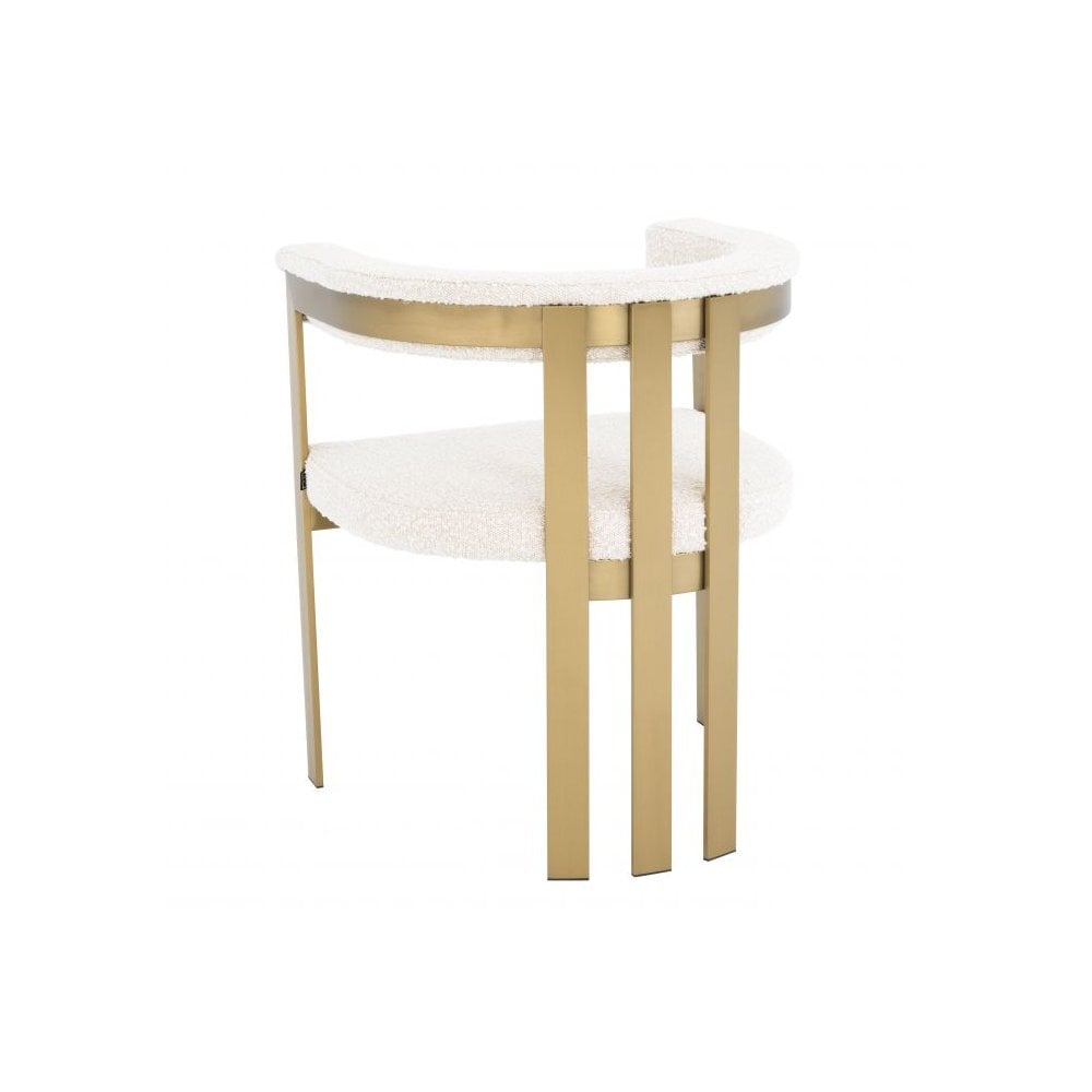 Dining Chair Clubhouse, Brushed Brass Finish, Bouclé Cream