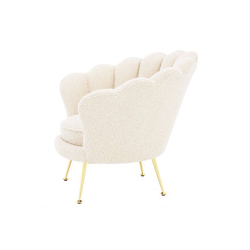 Chair Trapezium, Bouclé Cream, Brass Legs