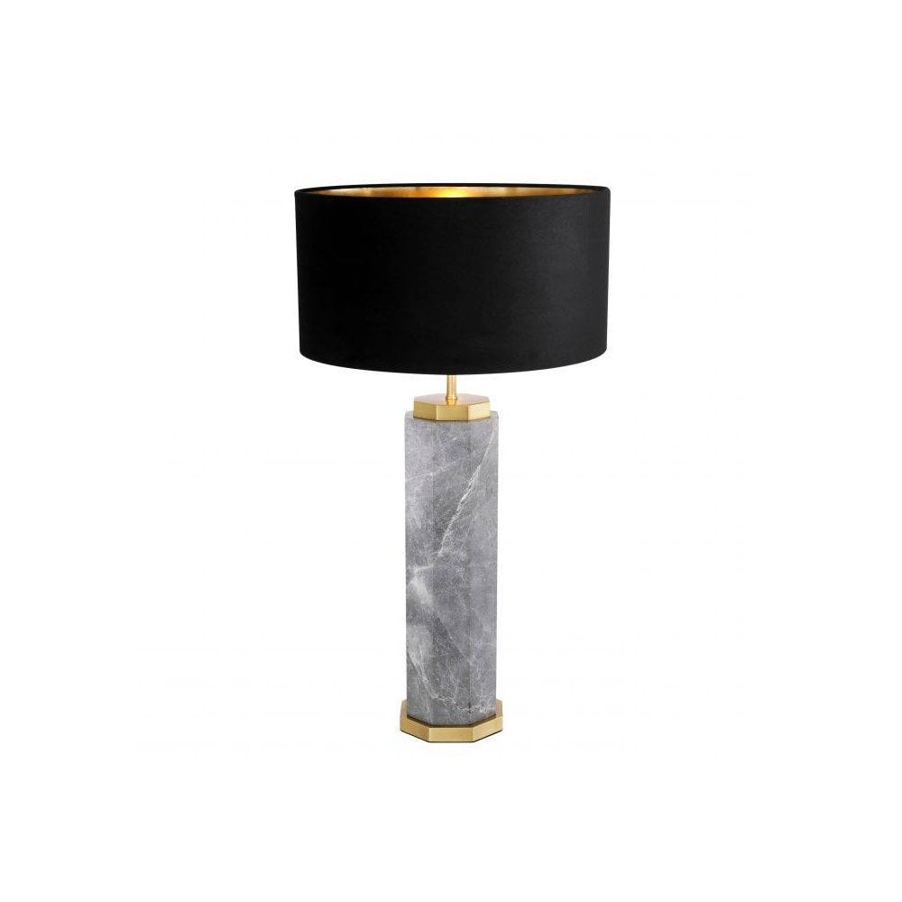 Table Lamp Newman, Grey Marble, Antique Brass Finish