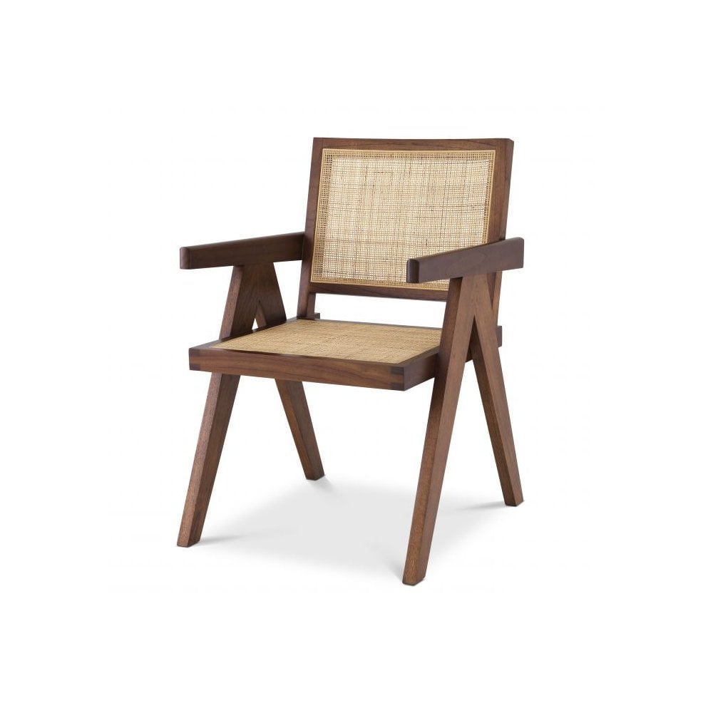 Dining Chair Aristide, Classic Brown, Rattan Cane Webbing