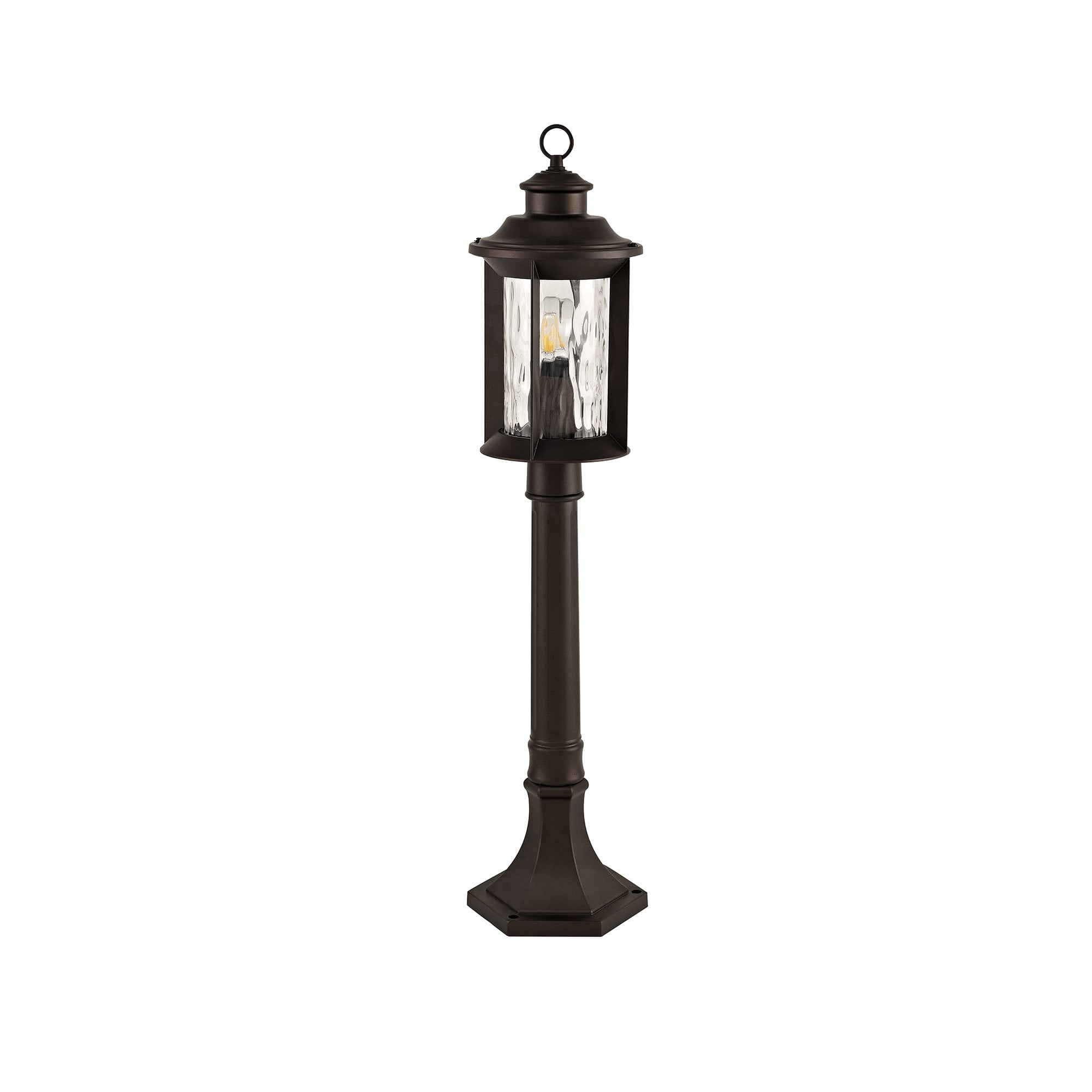 Post Lamp, 1 x E27, Antique Bronze/Clear Ripple Glass, IP54, 2yrs Warranty