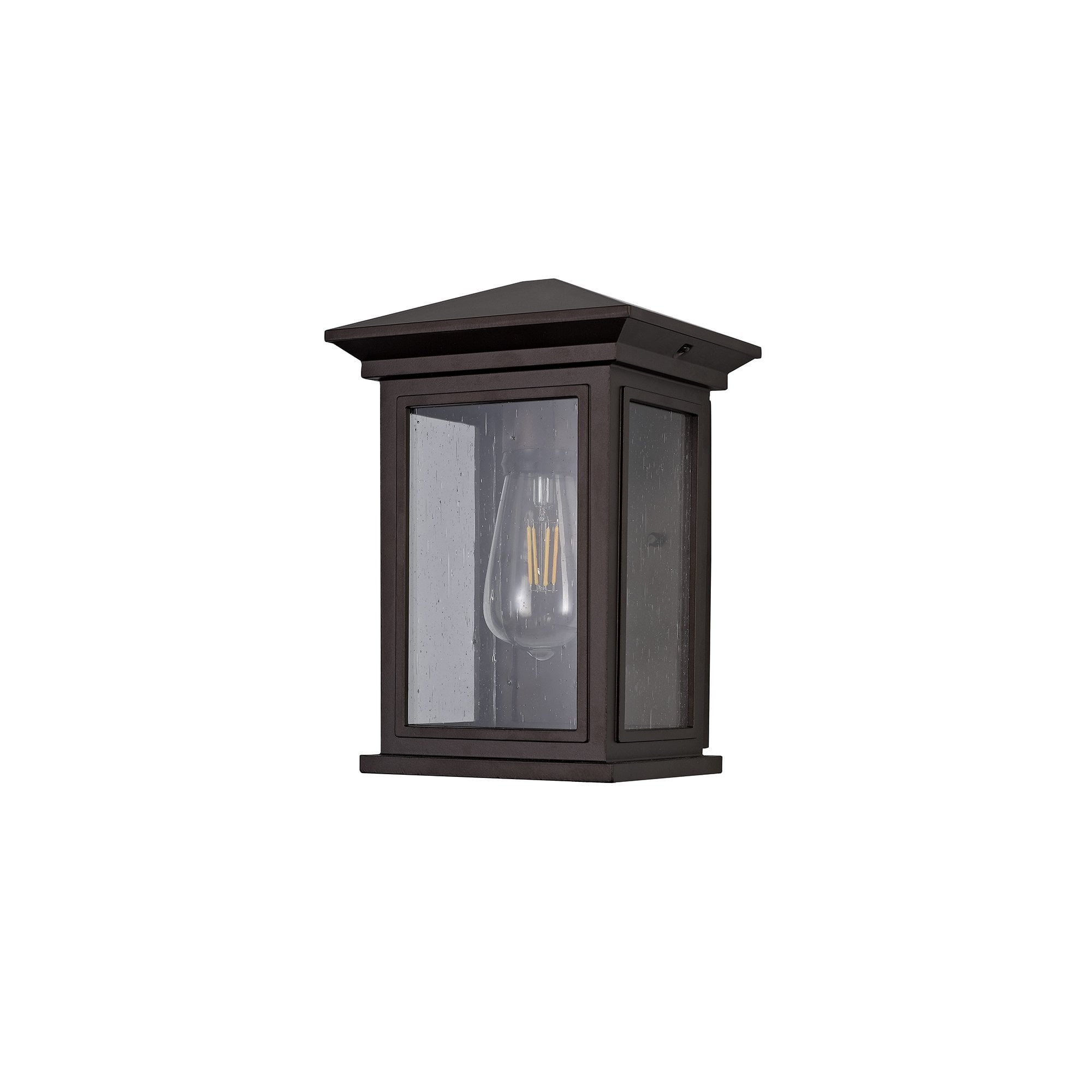 Flush Wall Lamp, 1 x E27, IP54, Antique Bronze/Clear Seeded Glass, 2yrs Warranty