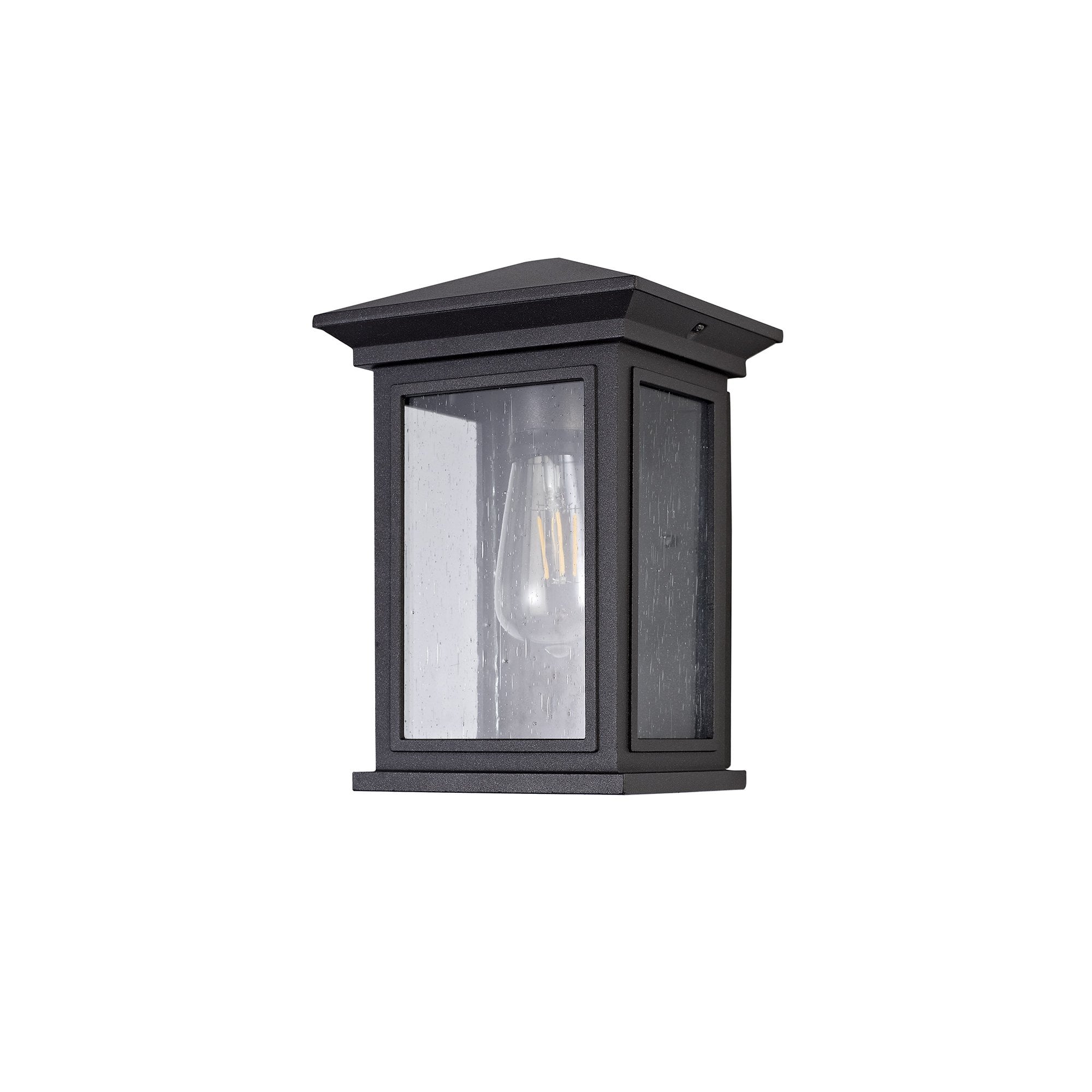 Flush Wall Lamp, 1 x E27, IP54, Anthracite/Clear Seeded Glass, 2yrs Warranty