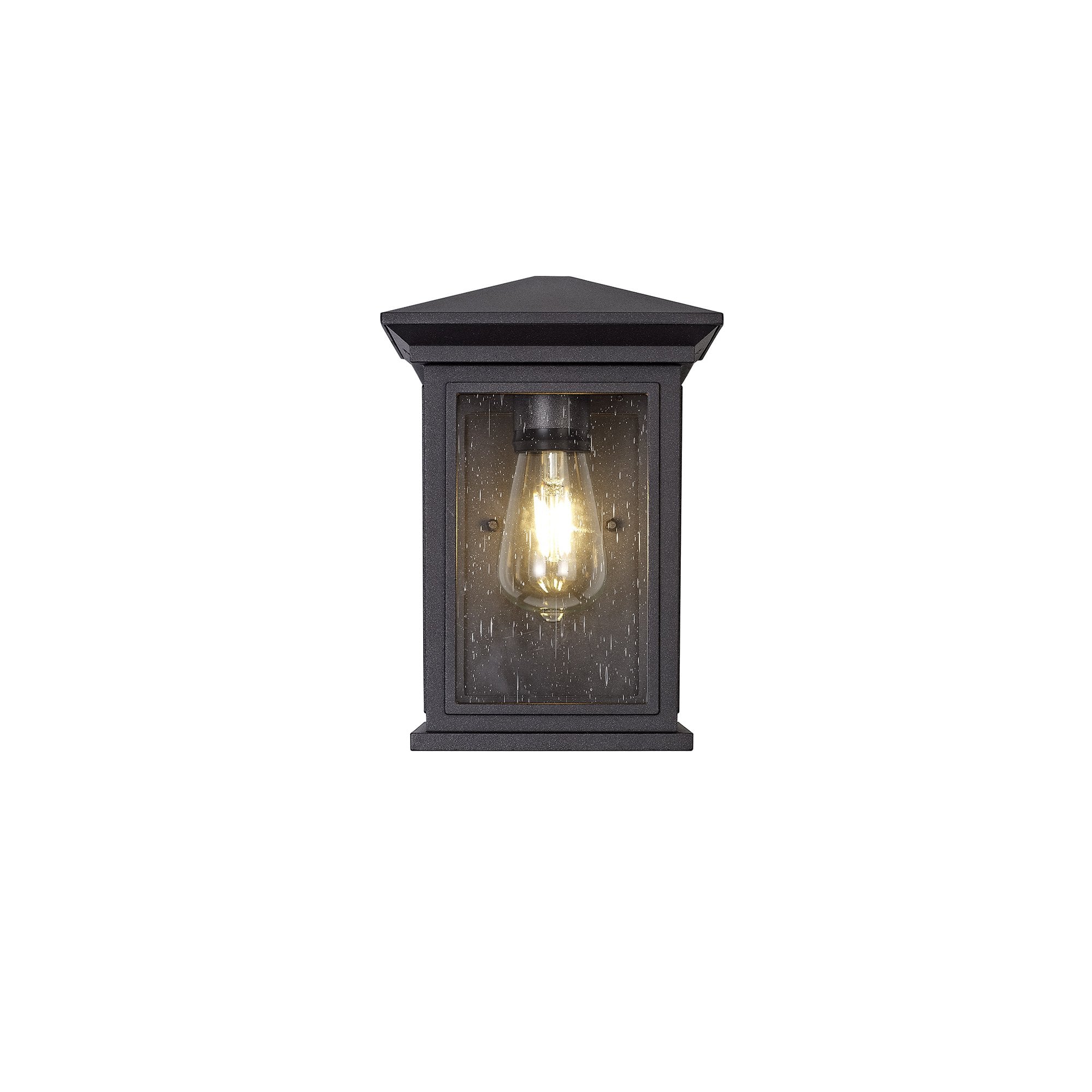 Flush Wall Lamp, 1 x E27, IP54, Anthracite/Clear Seeded Glass, 2yrs Warranty