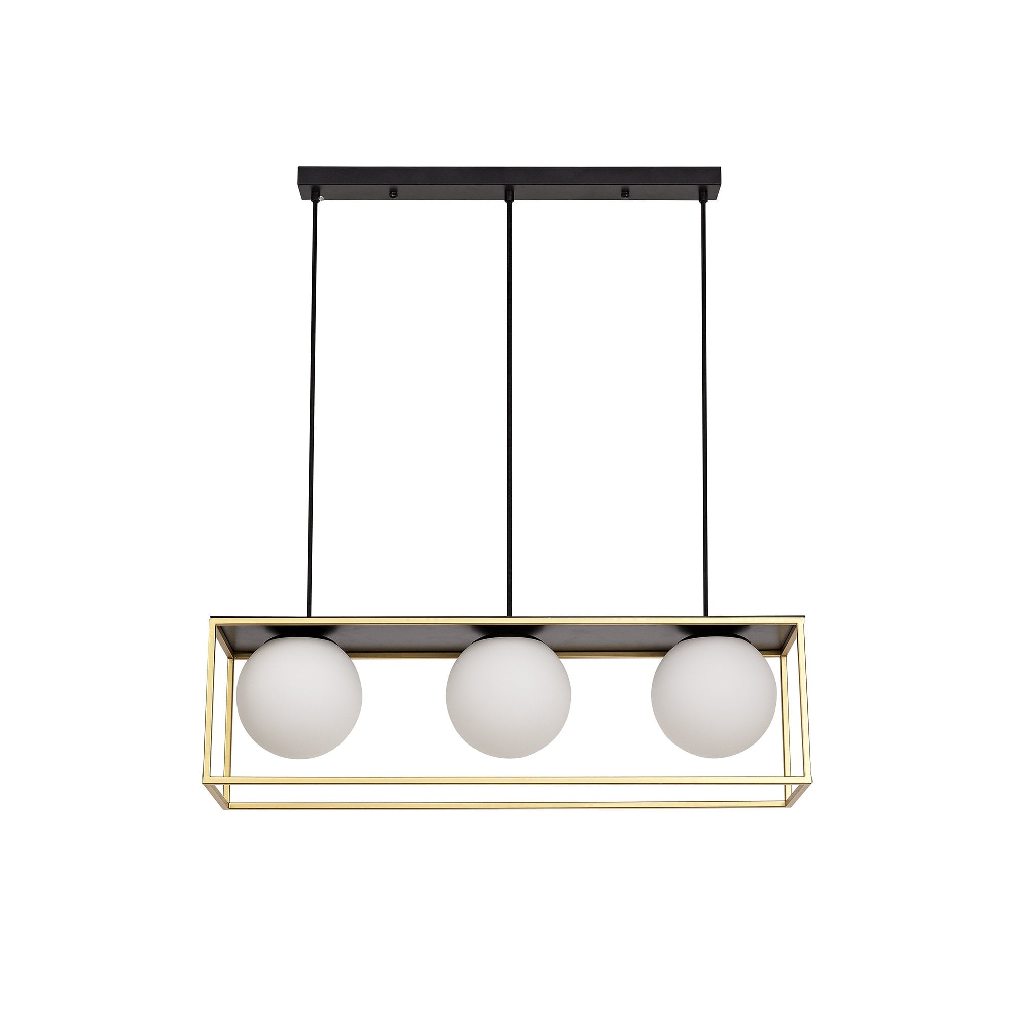 Linear Pendant, 3 Light Adjustable E14, Matt Black/Painted Gold