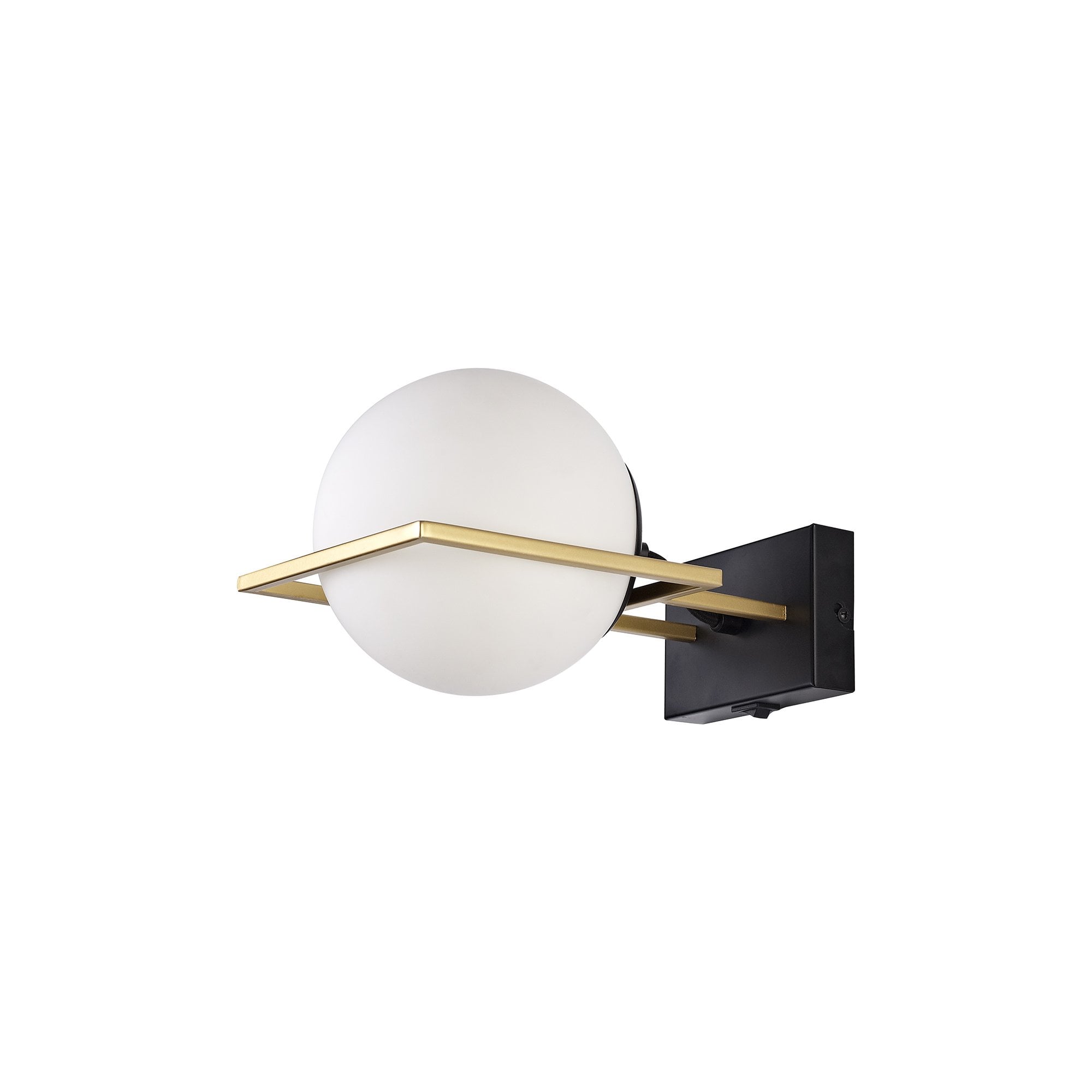 Wall Lamp Switched, 1 Light E14, Matt Black/Polished Gold