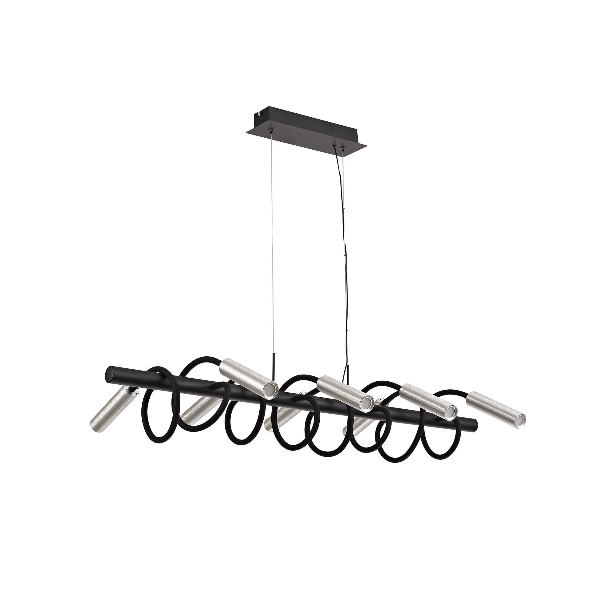 Linear Pendant, 8 Light Adjustable Arms, 8 x 4W LED Dimmable, 3000K, 2000lm, Black/Aluminium, 3yrs Warranty