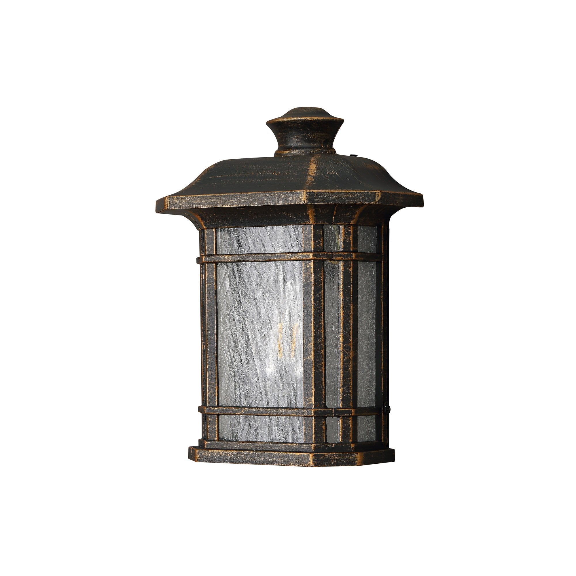 Half Wall Lamp, 1 x E27, Brushed Black Gold/Seeded Glass, IP54, 2yrs Warranty