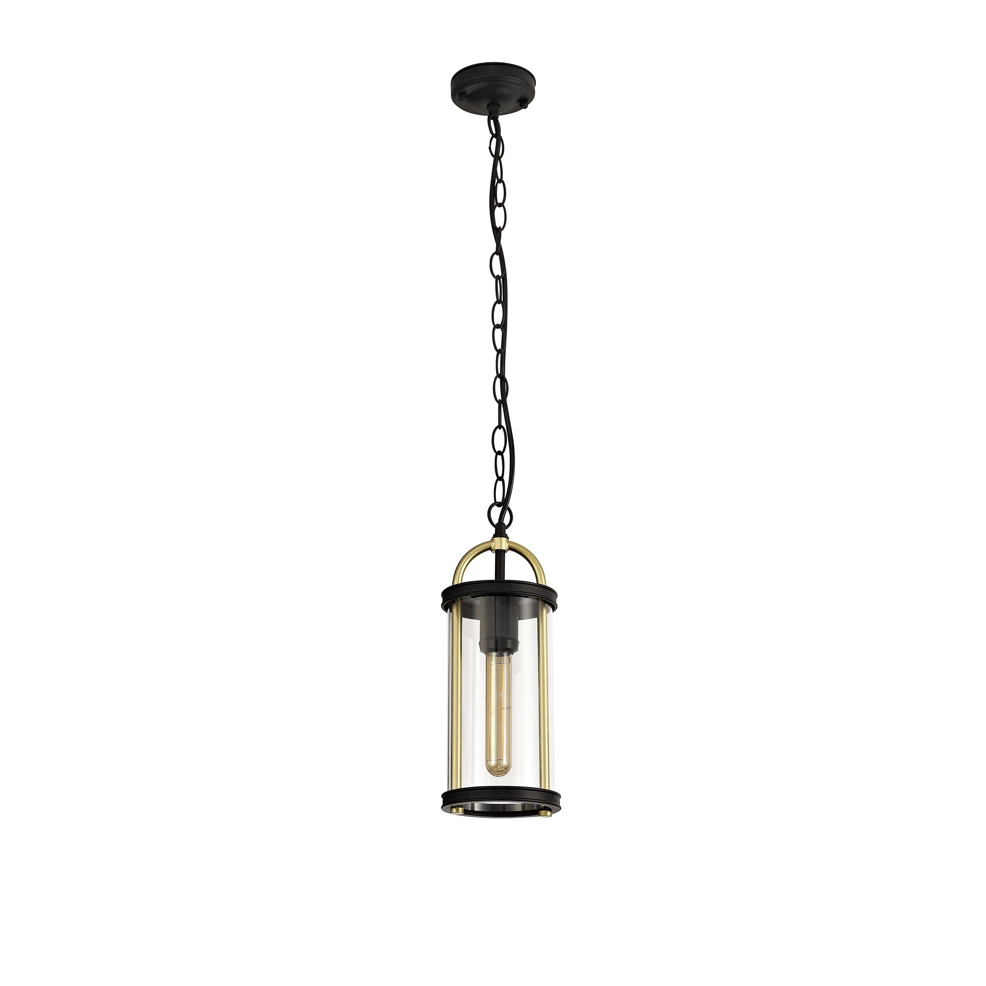 Pendant, 1 x E27, Black & Gold/Clear Glass, IP54, 2yrs Warranty