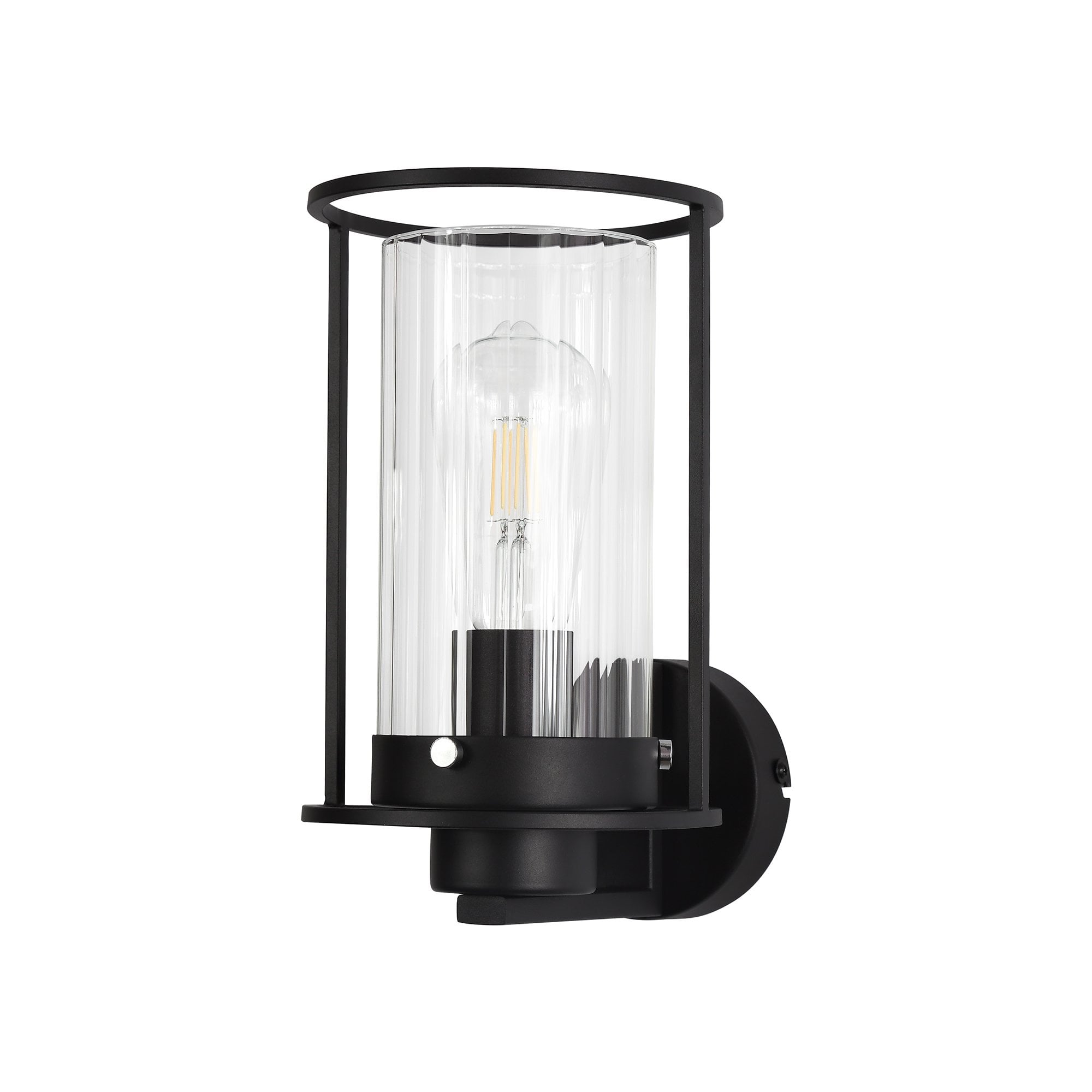 Wall Light, 1 Light E27, Black/Clear Glass