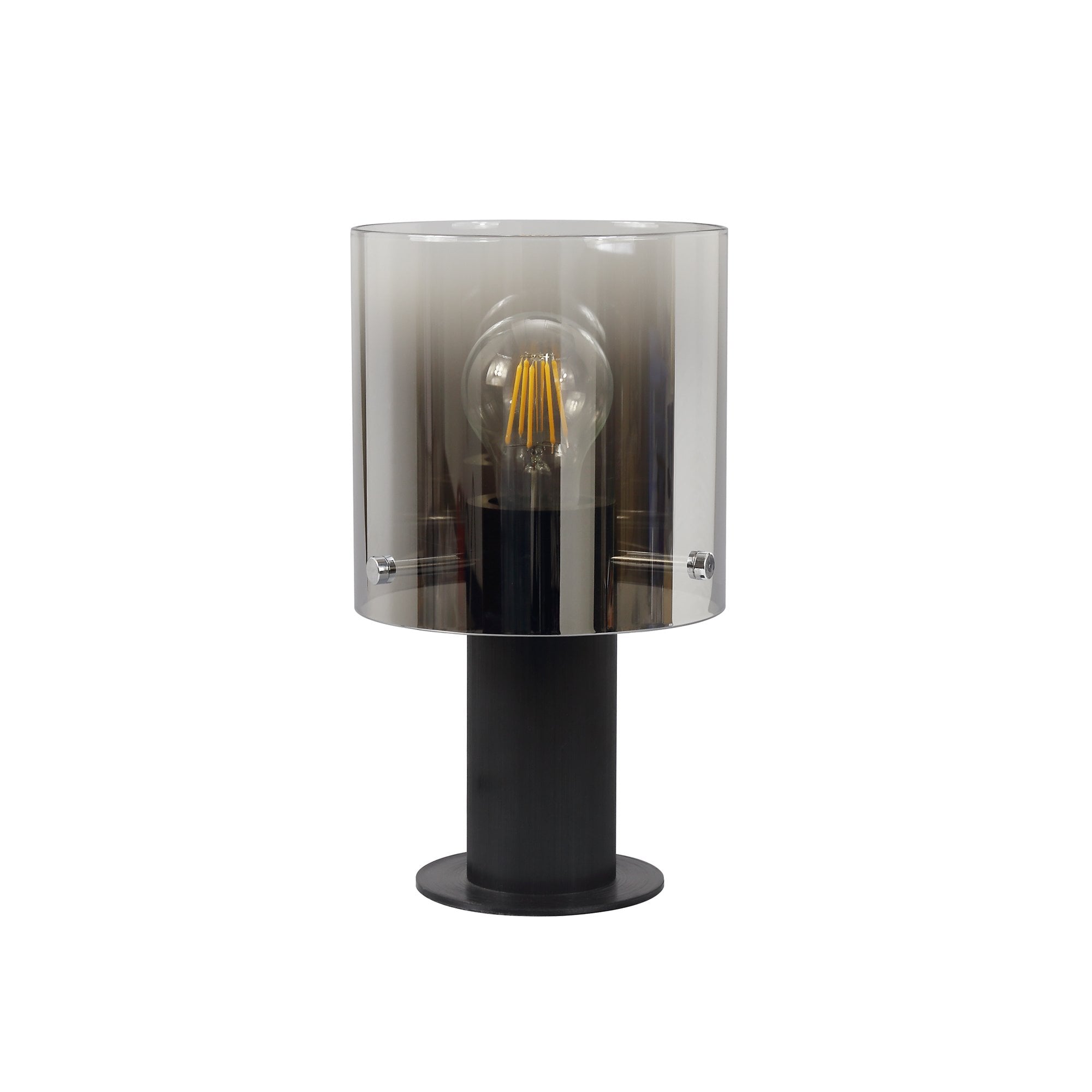 Table Lamp, 1 Light Table Lamp E27, Black/Smoke Fade Glass