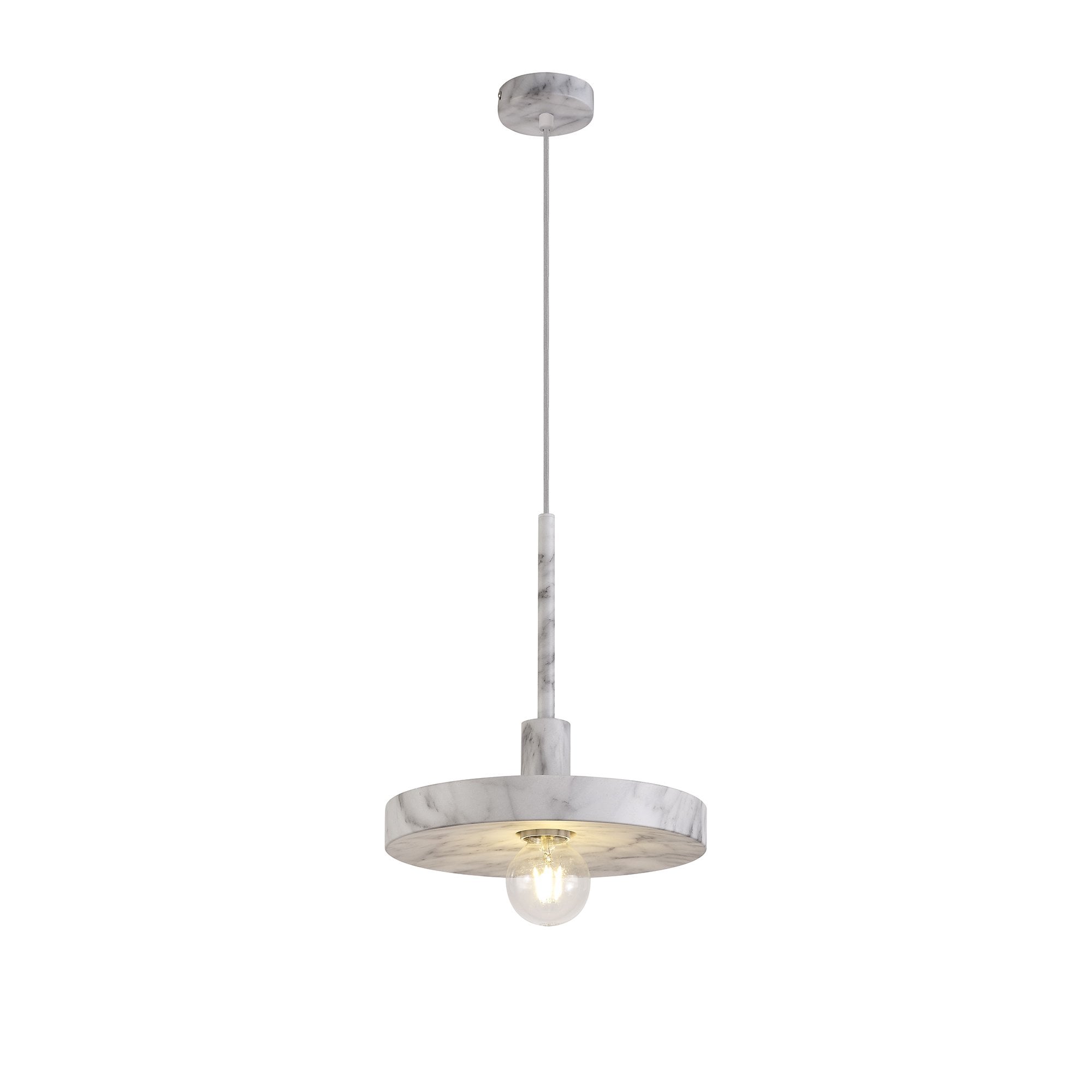 Single Pendant, 1 Light Adjustable E27, Marble Effect