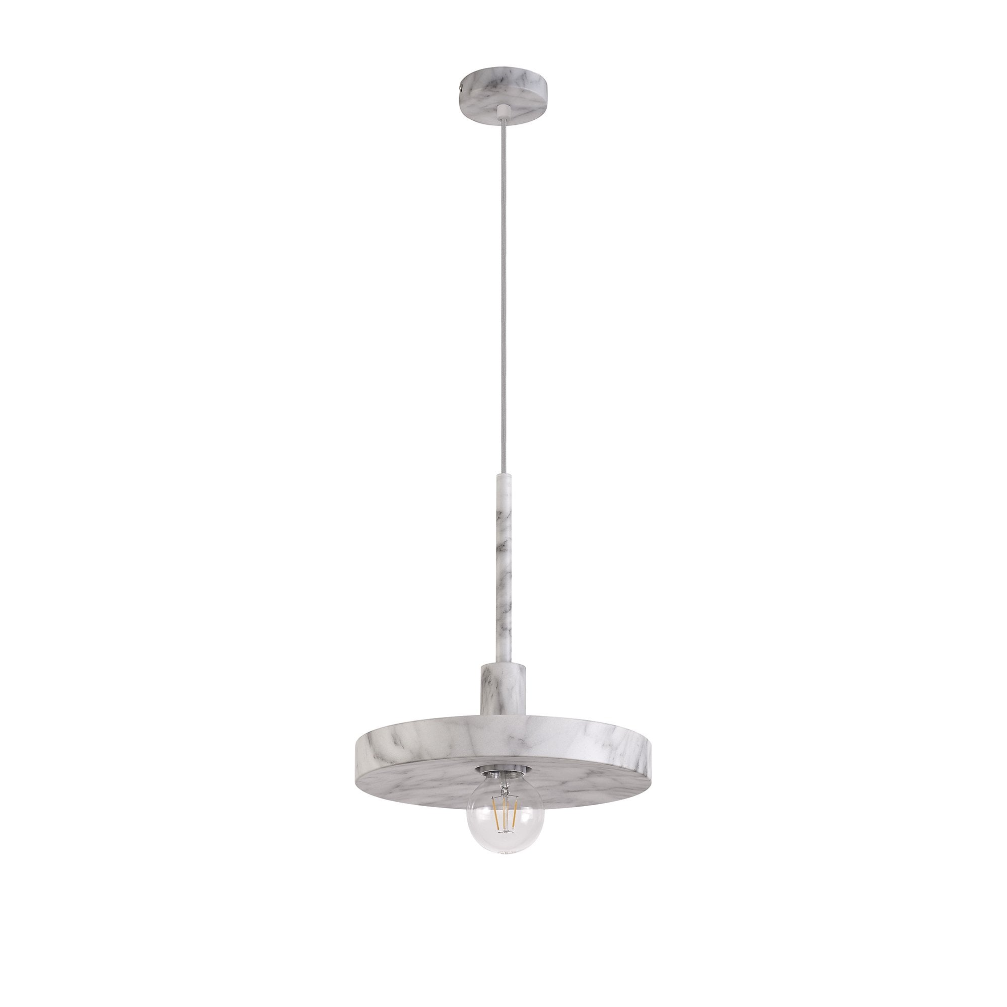 Single Pendant, 1 Light Adjustable E27, Marble Effect