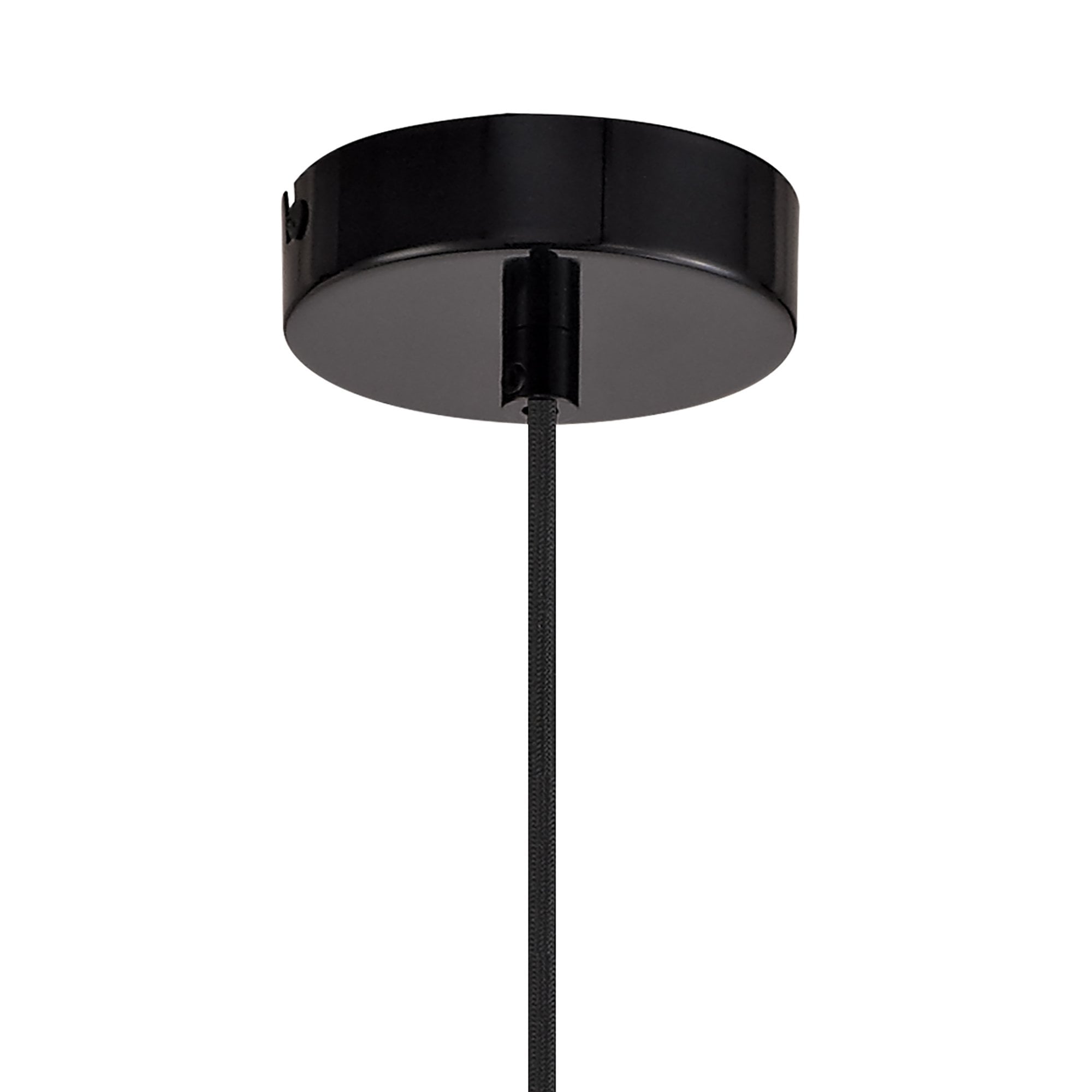 Single Large Pendant, 1 Light Adjustable E27, Gloss Black/Gloss White