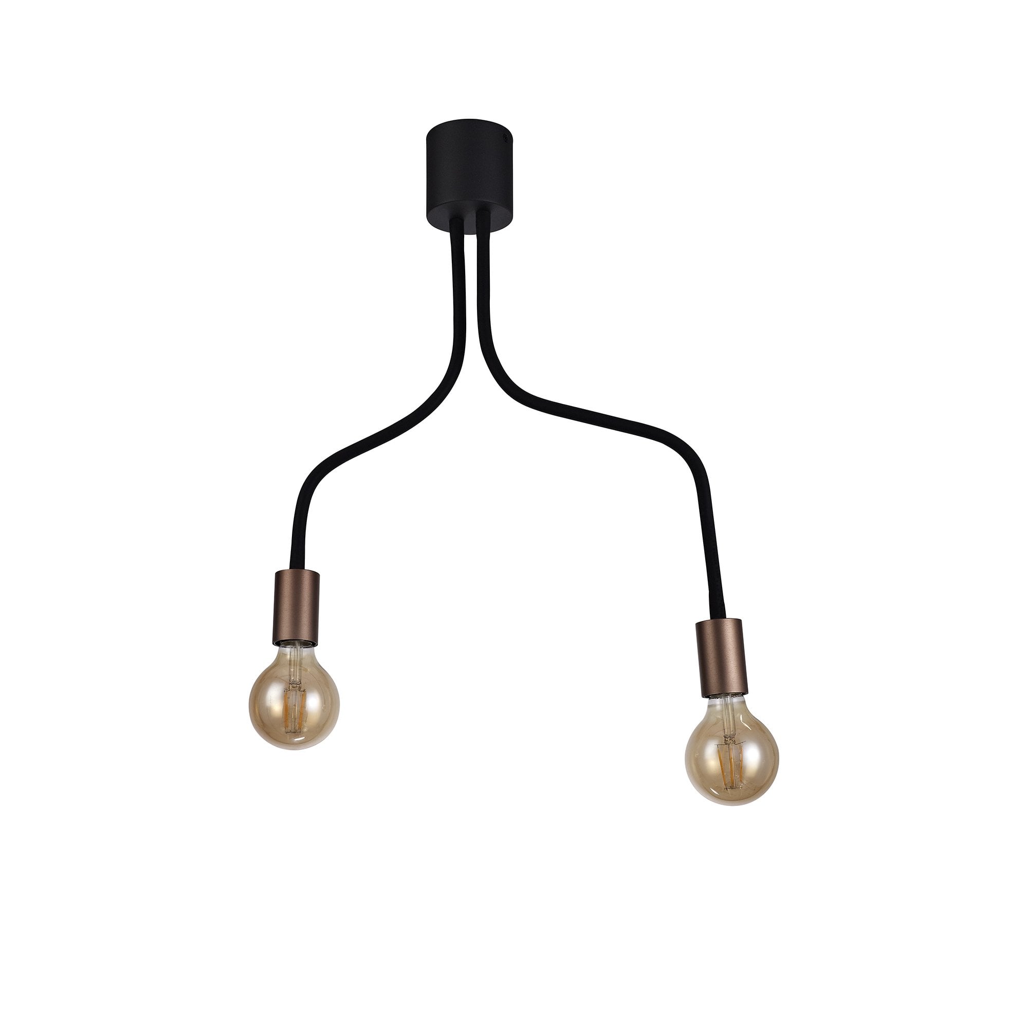 Flexible Ceiling  2 Light E27, Satin Black/Brushed Copper