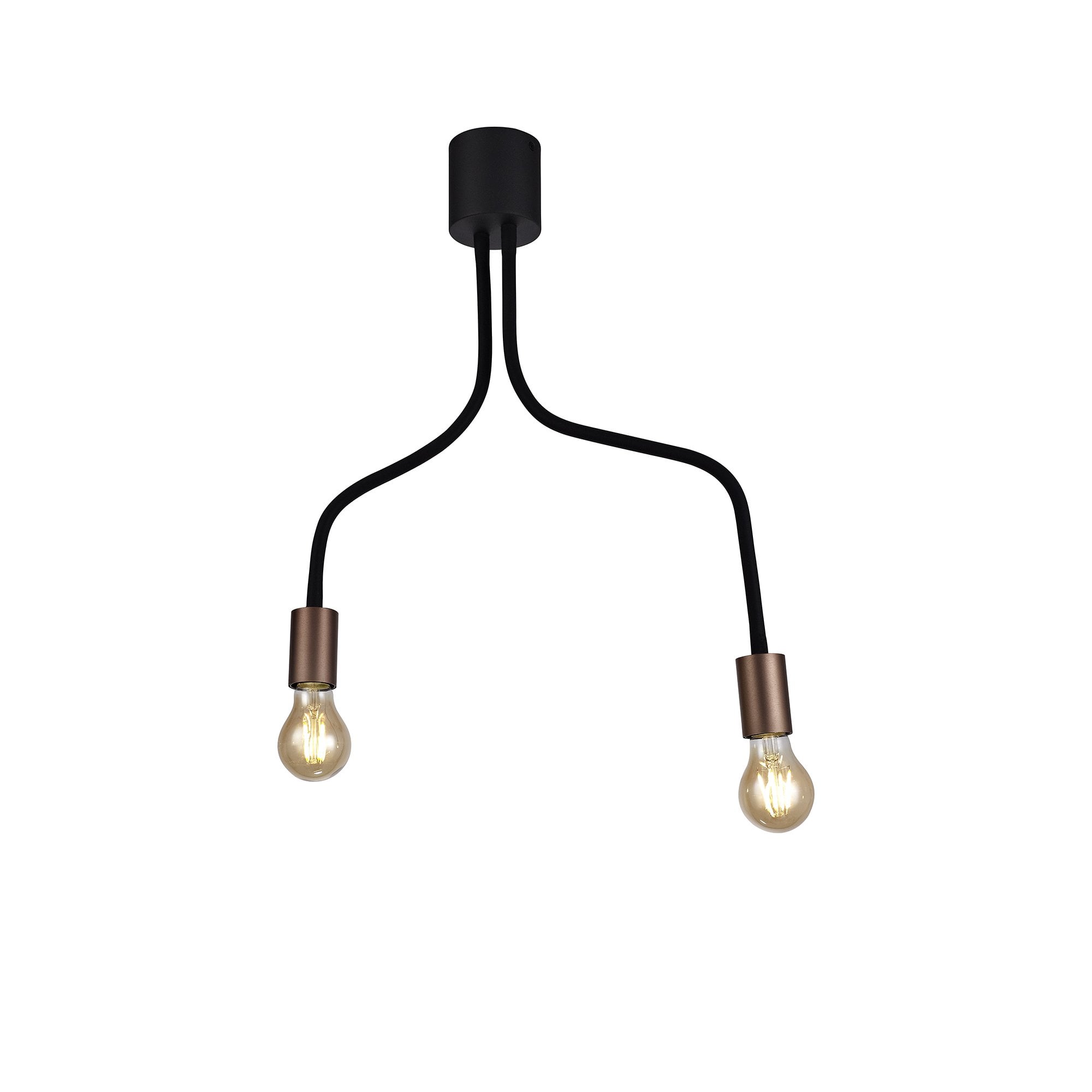 Flexible Ceiling  2 Light E27, Satin Black/Brushed Copper