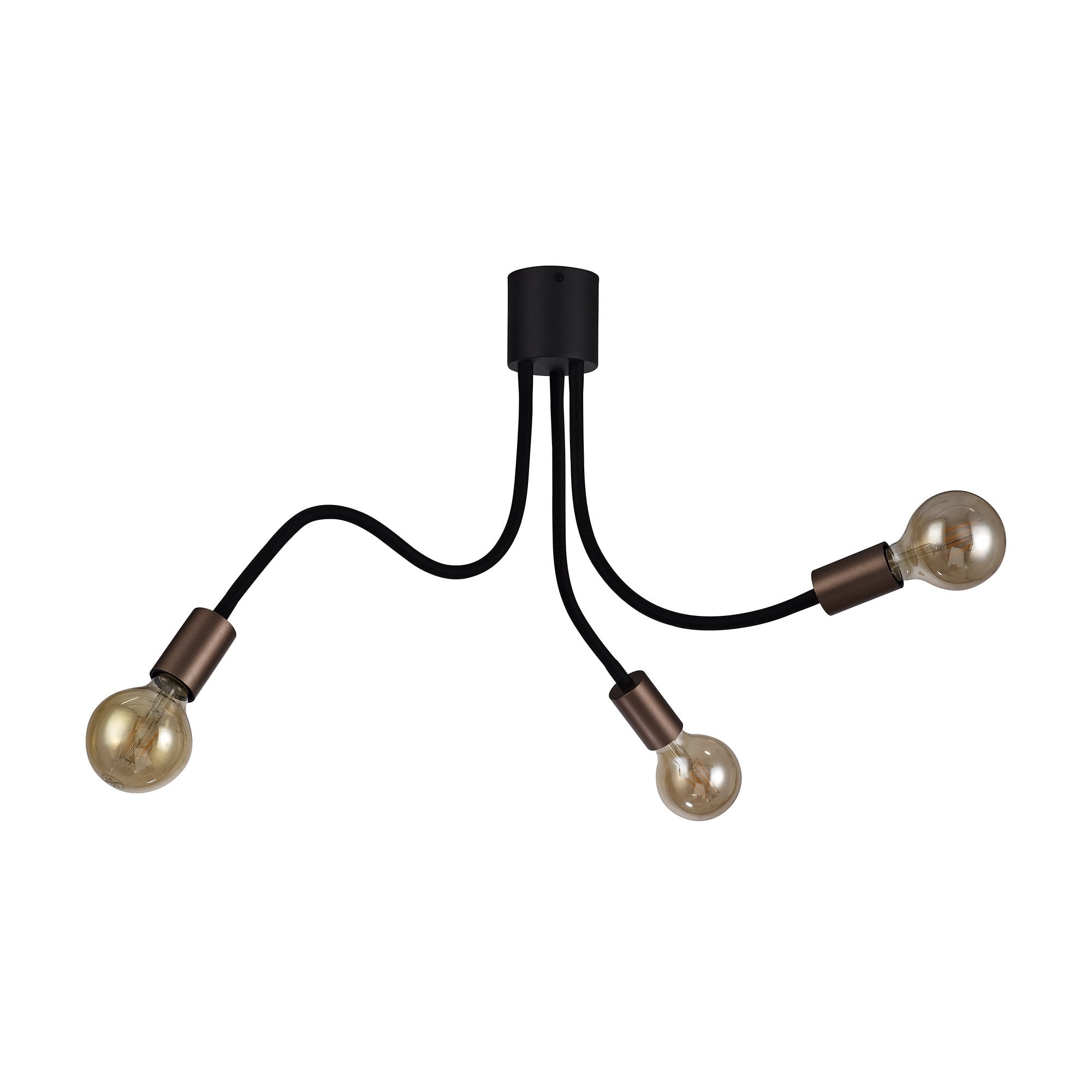 Flexible Ceiling 3 Light E27, Satin Black/Brushed Copper