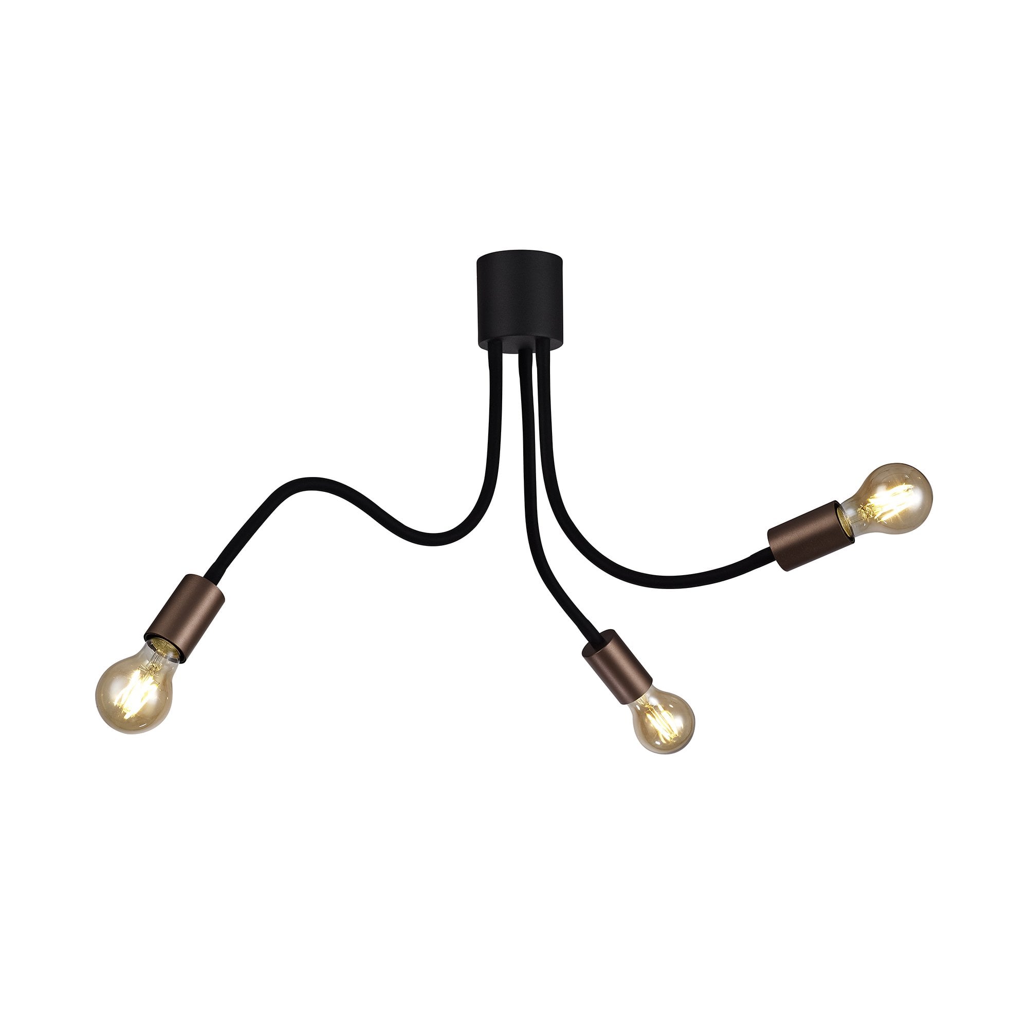 Flexible Ceiling 3 Light E27, Satin Black/Brushed Copper