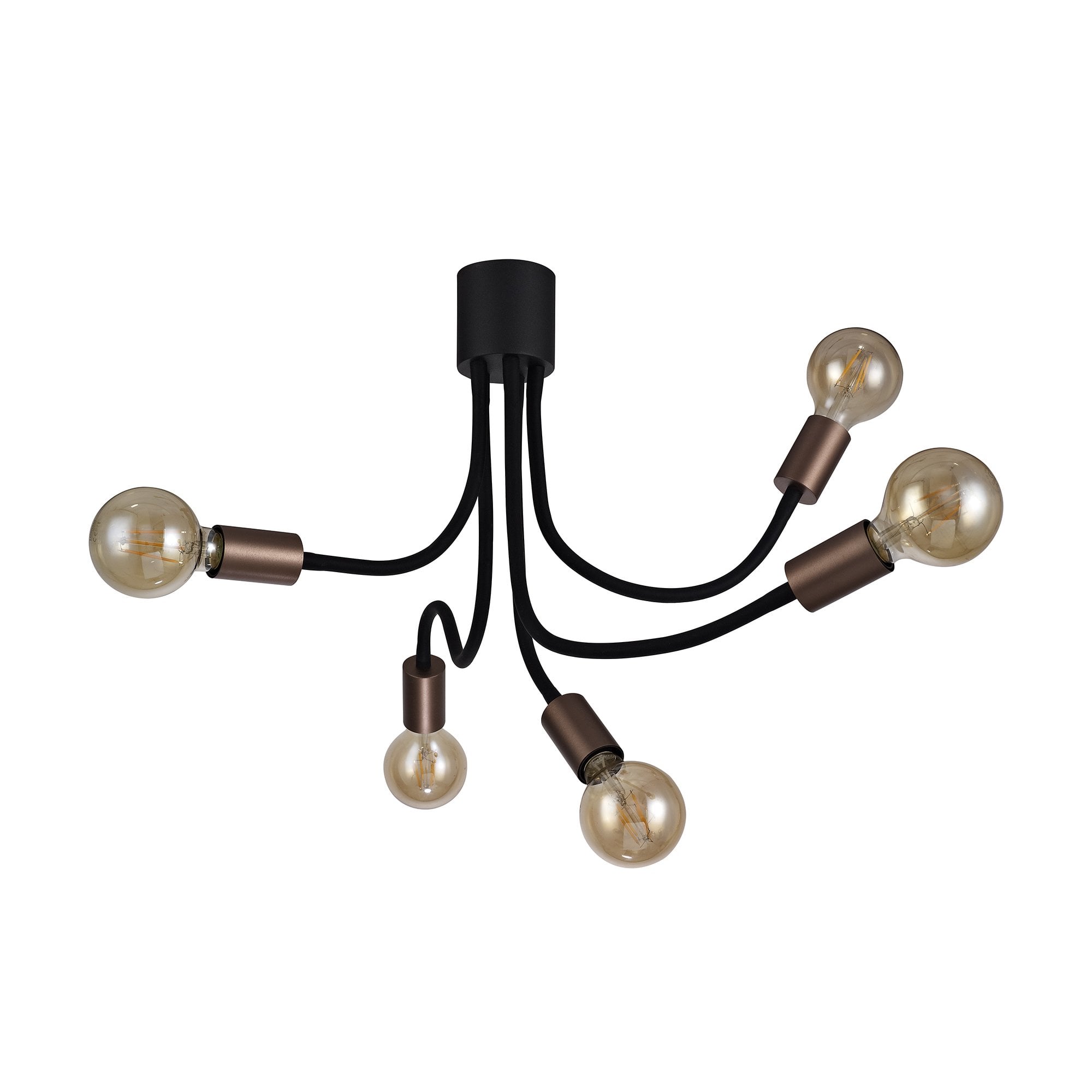 Flexible Ceiling 5 Light E27, Satin Black/Brushed Copper