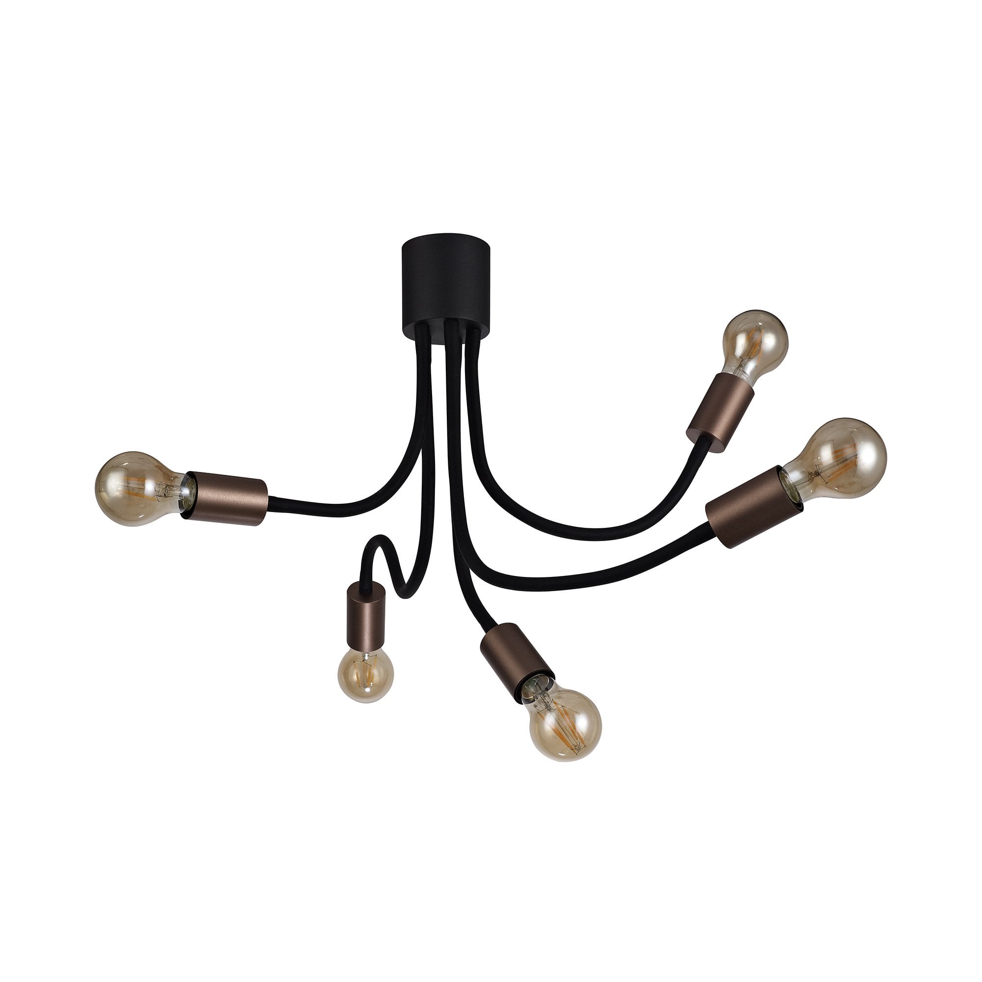 Flexible Ceiling 5 Light E27, Satin Black/Brushed Copper