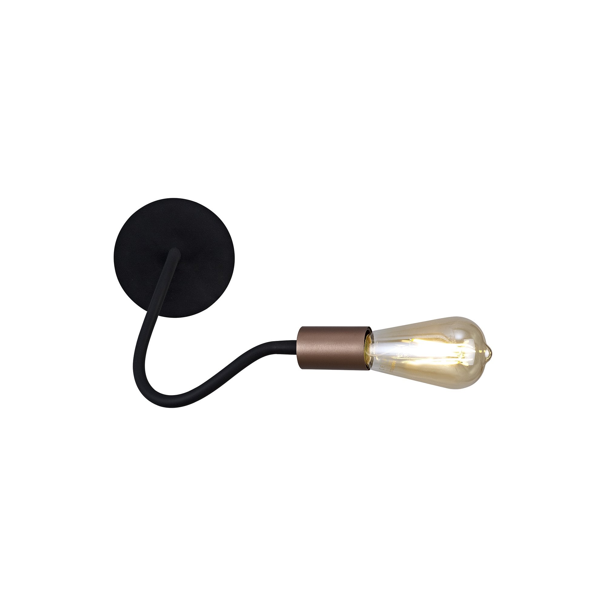 Flexible Wall Lamp, 1 Light E27, Satin Black/Brushed Copper