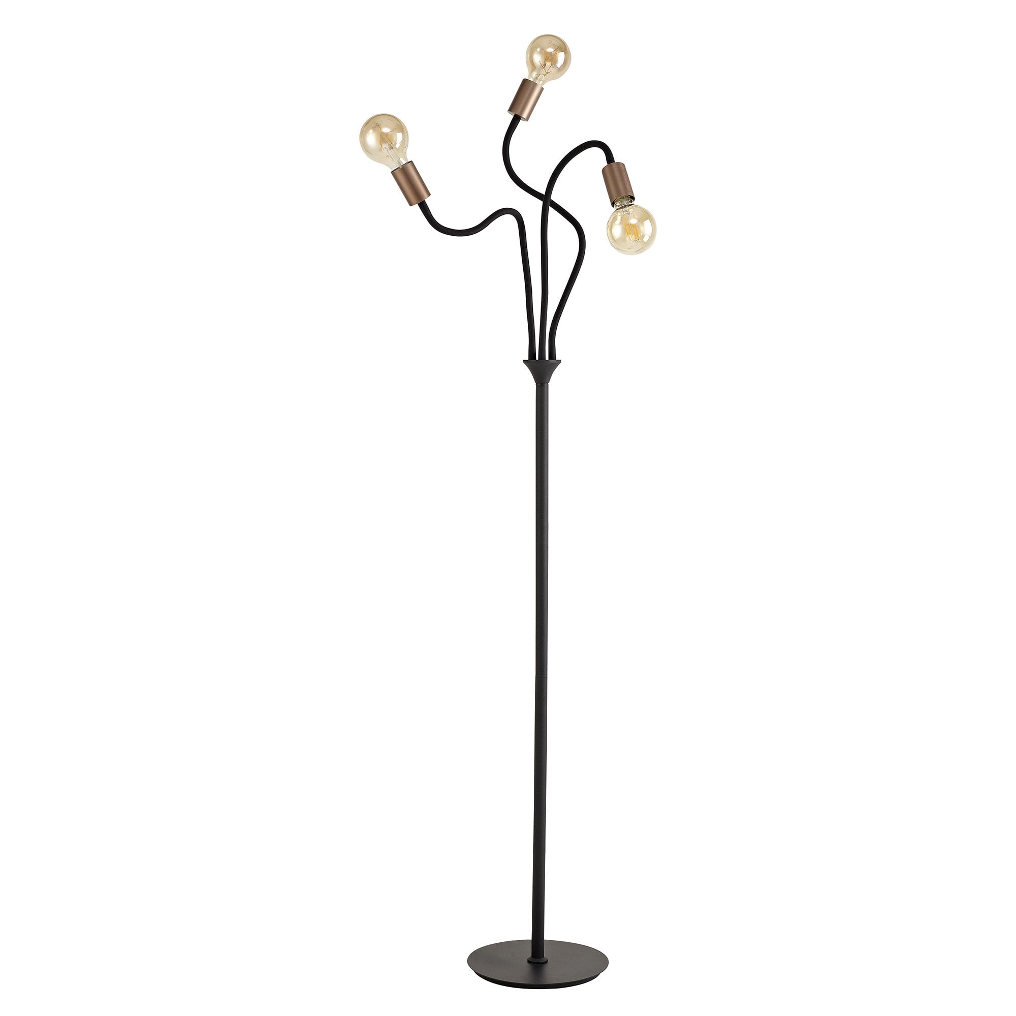 Flexible Floor Lamp, 3 Light E27, Satin Black/Brushed Copper