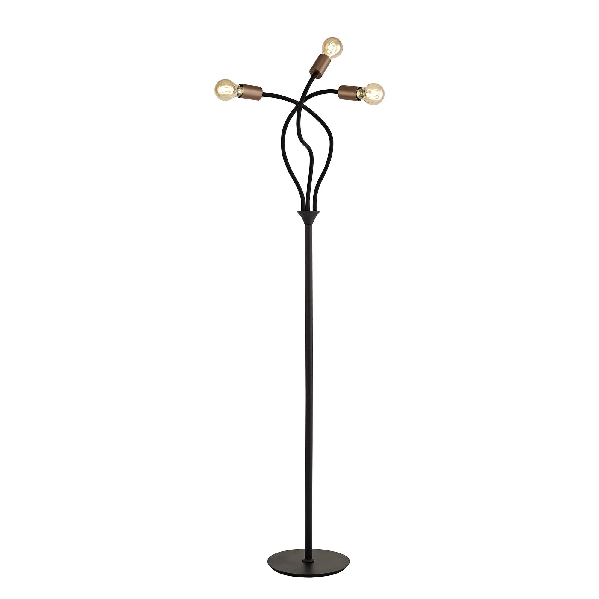 Flexible Floor Lamp, 3 Light E27, Satin Black/Brushed Copper