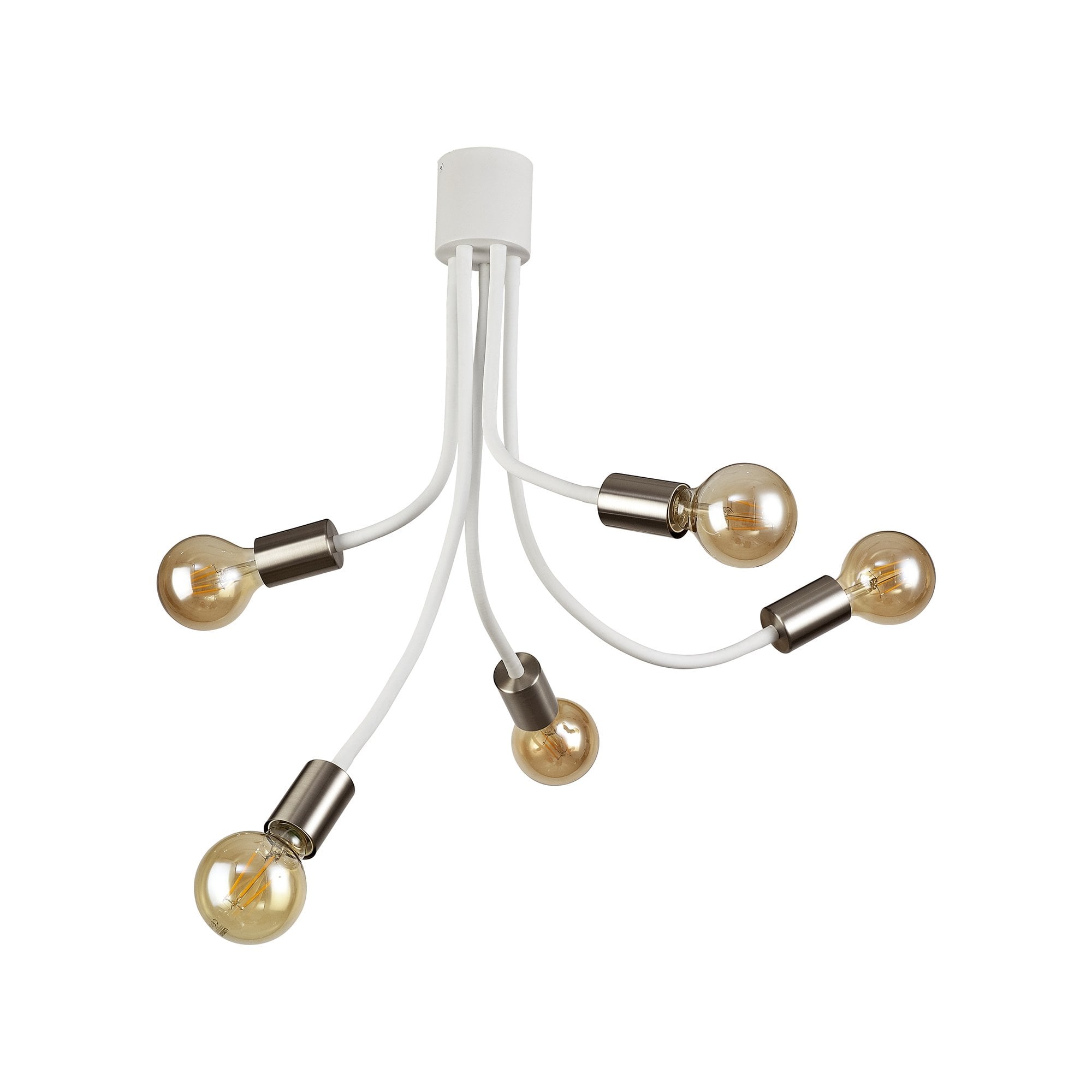 Flexible Ceiling 5 Light E27 Satin White/Satin Nickel