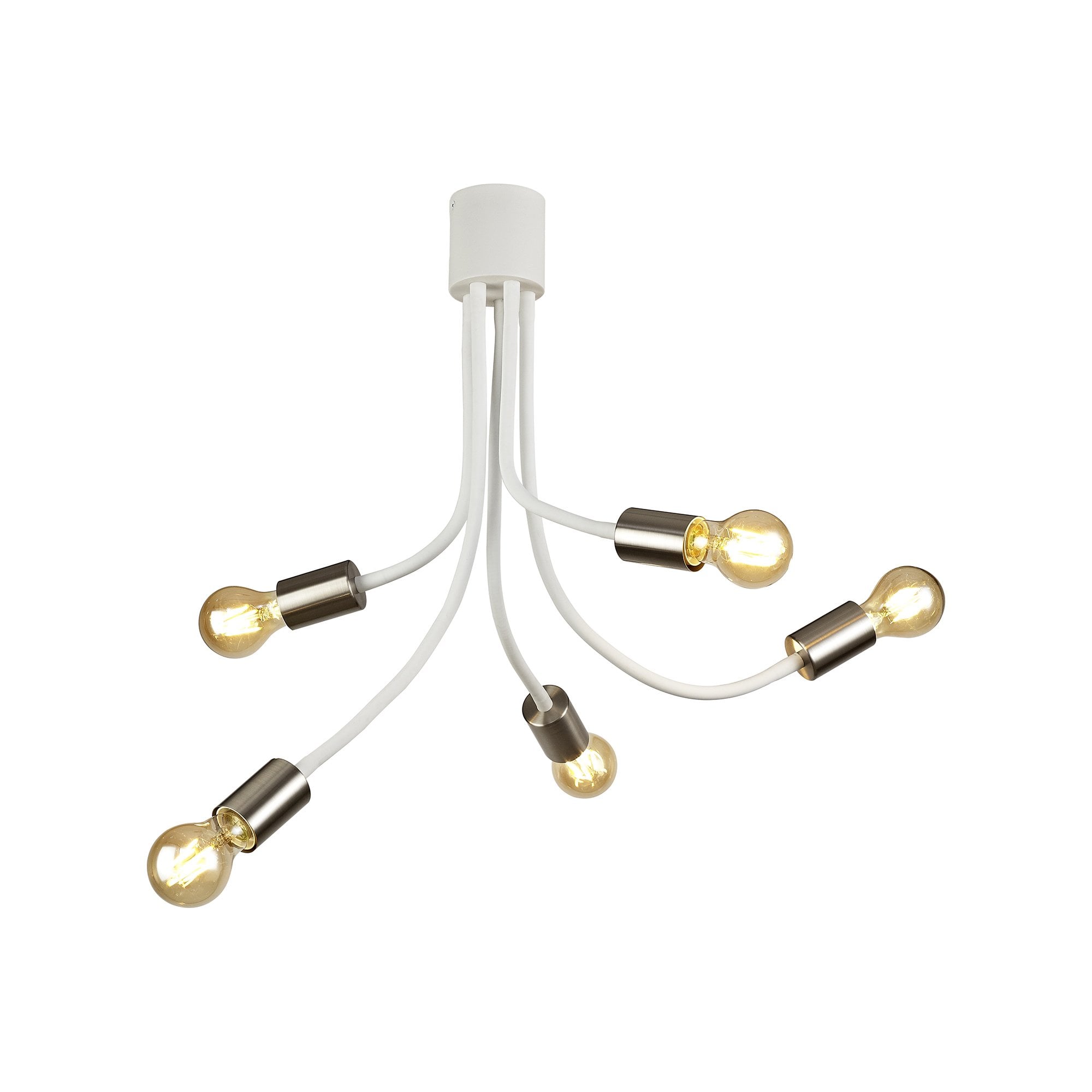 Flexible Ceiling 5 Light E27 Satin White/Satin Nickel