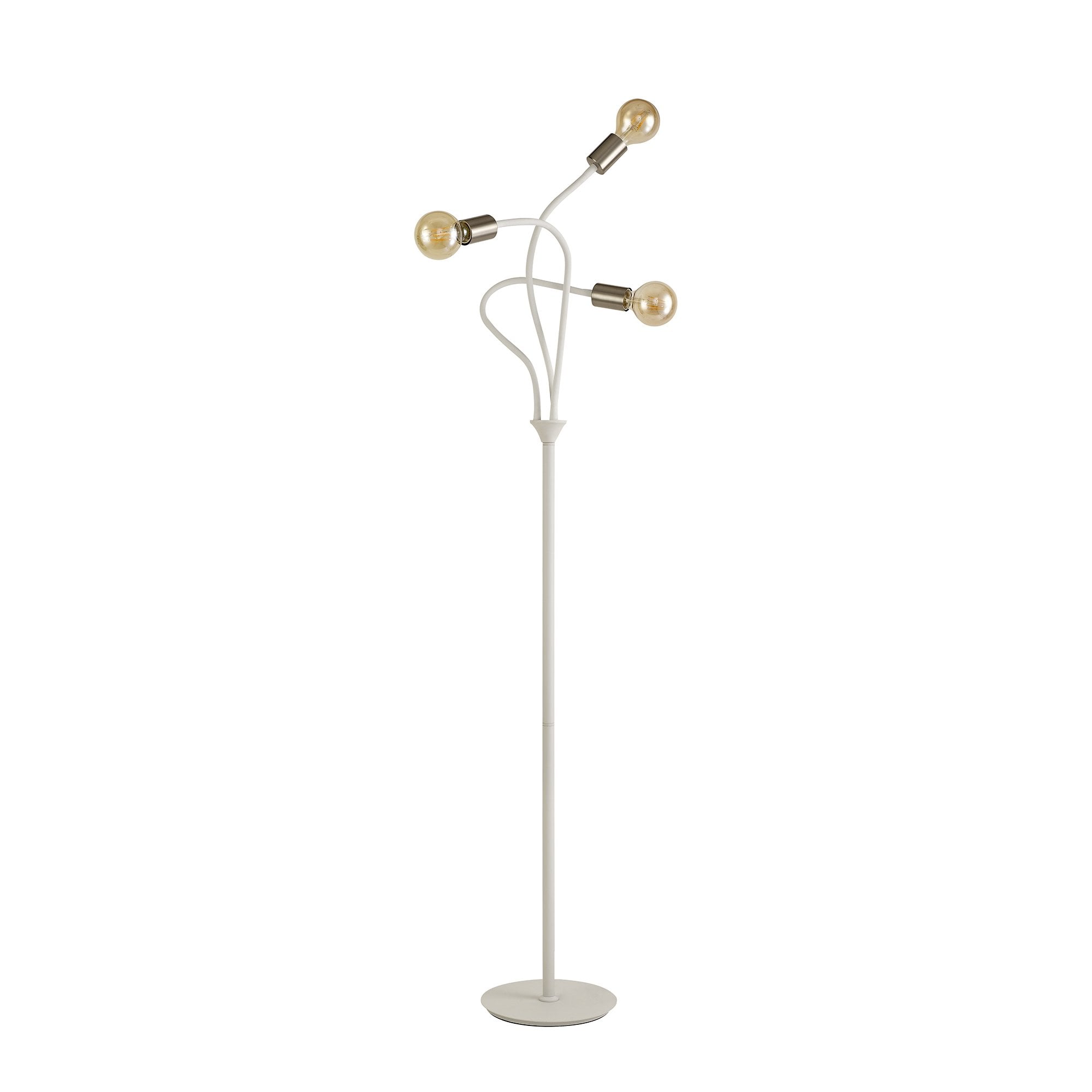 Flexible Floor Lamp, 3 Light E27 Satin White/Satin Nickel