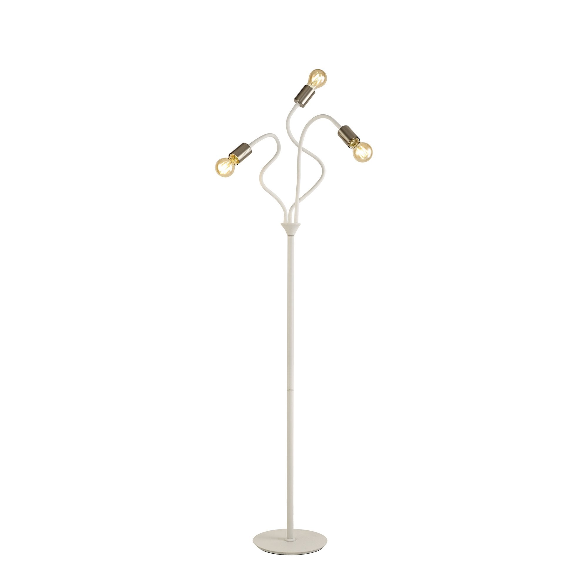 Flexible Floor Lamp, 3 Light E27 Satin White/Satin Nickel