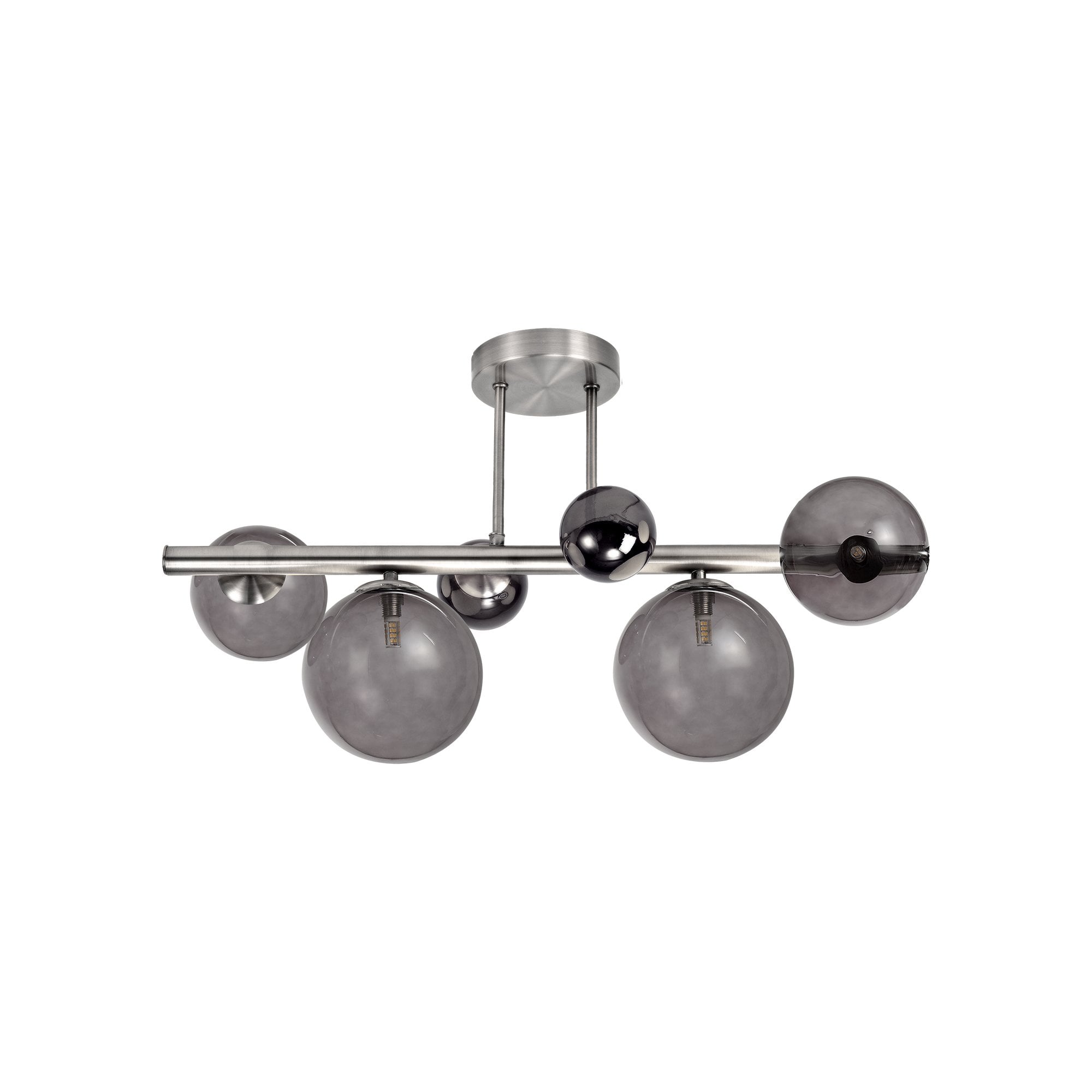 Semi-Flush Ceiling Light, 4 x G9, Polished Chrome/Smoked Glass