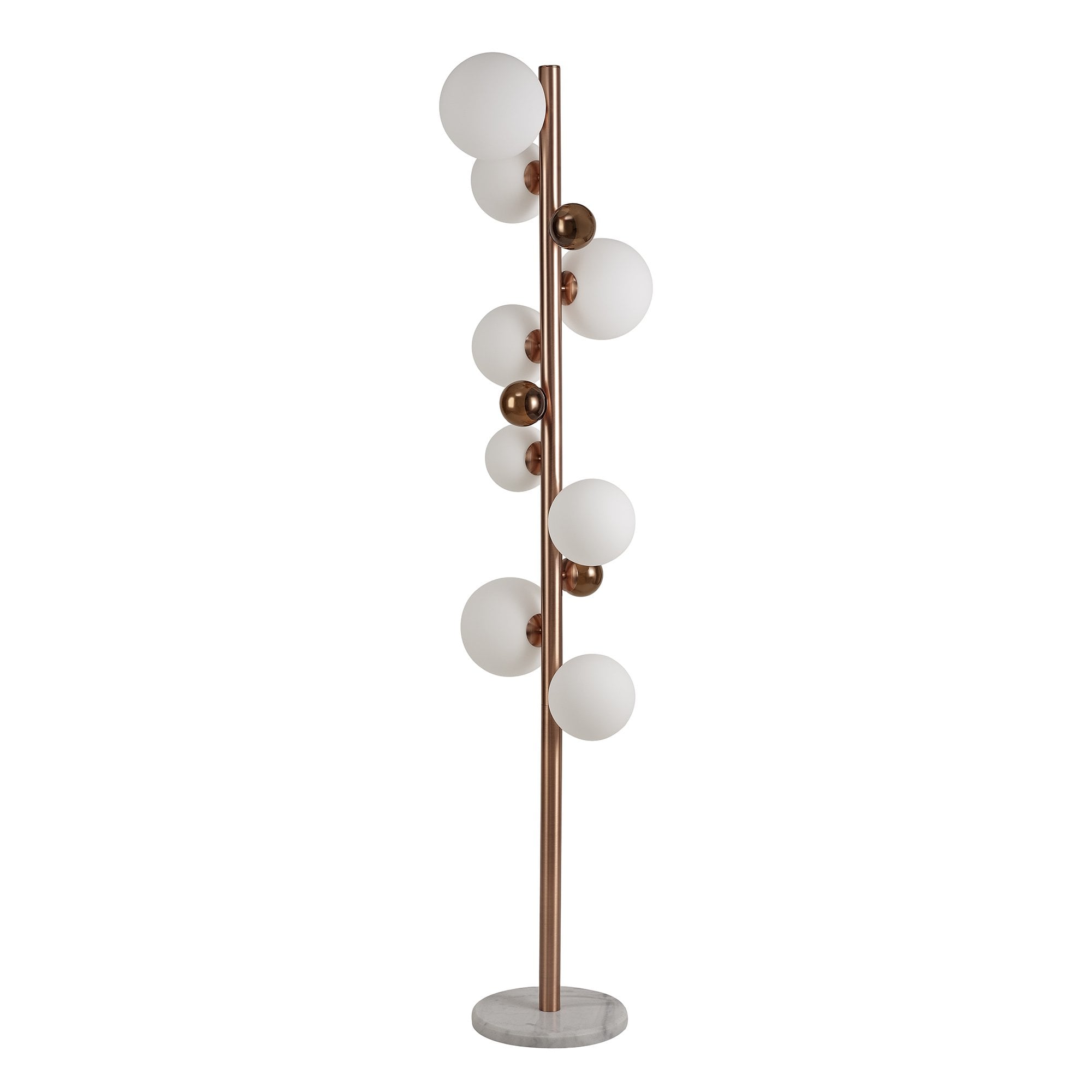 Floor Lamp, 8 x G9, Antique Copper/Opal & Copper Glass